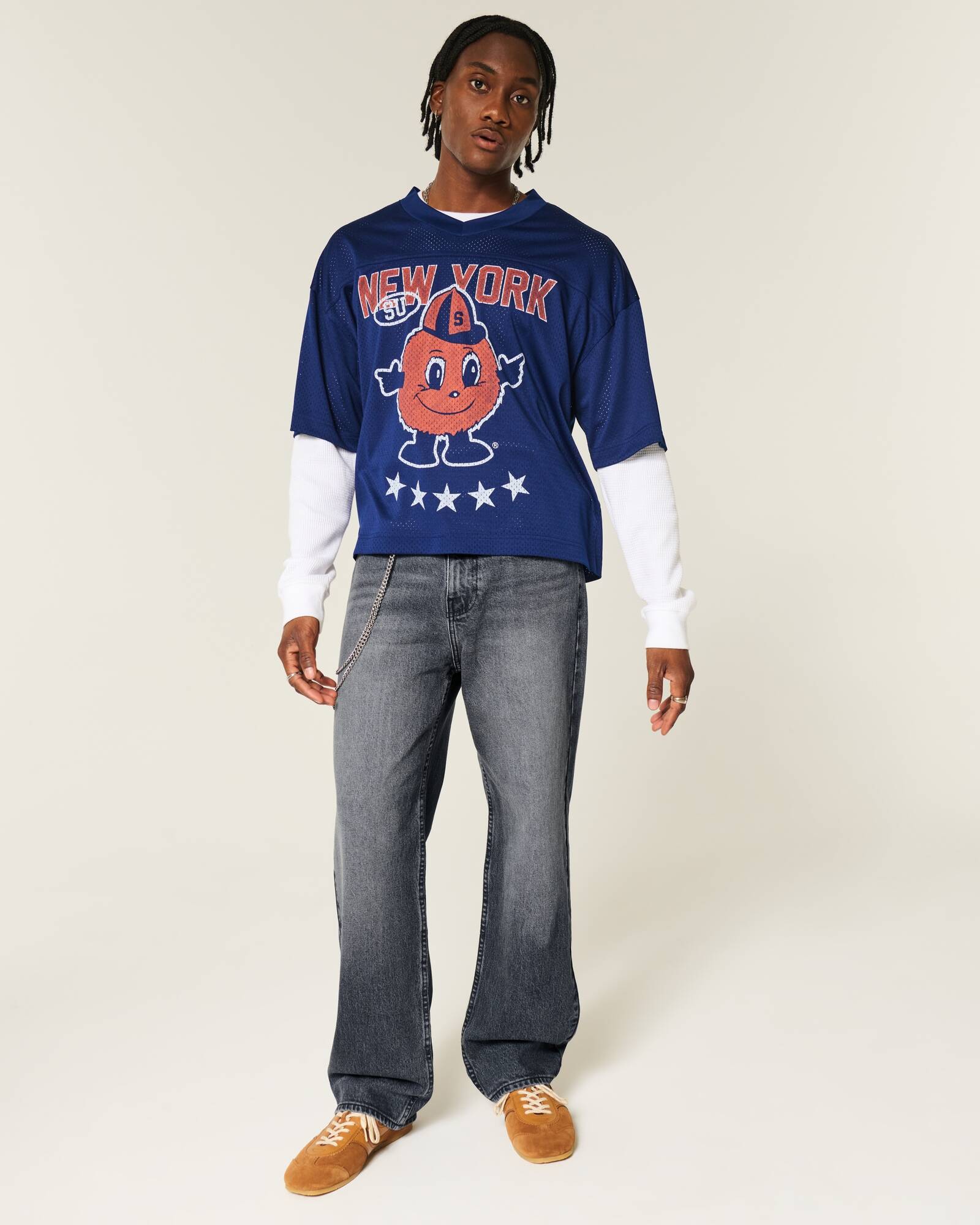Railroad Stripe Baggy Painter Jeans