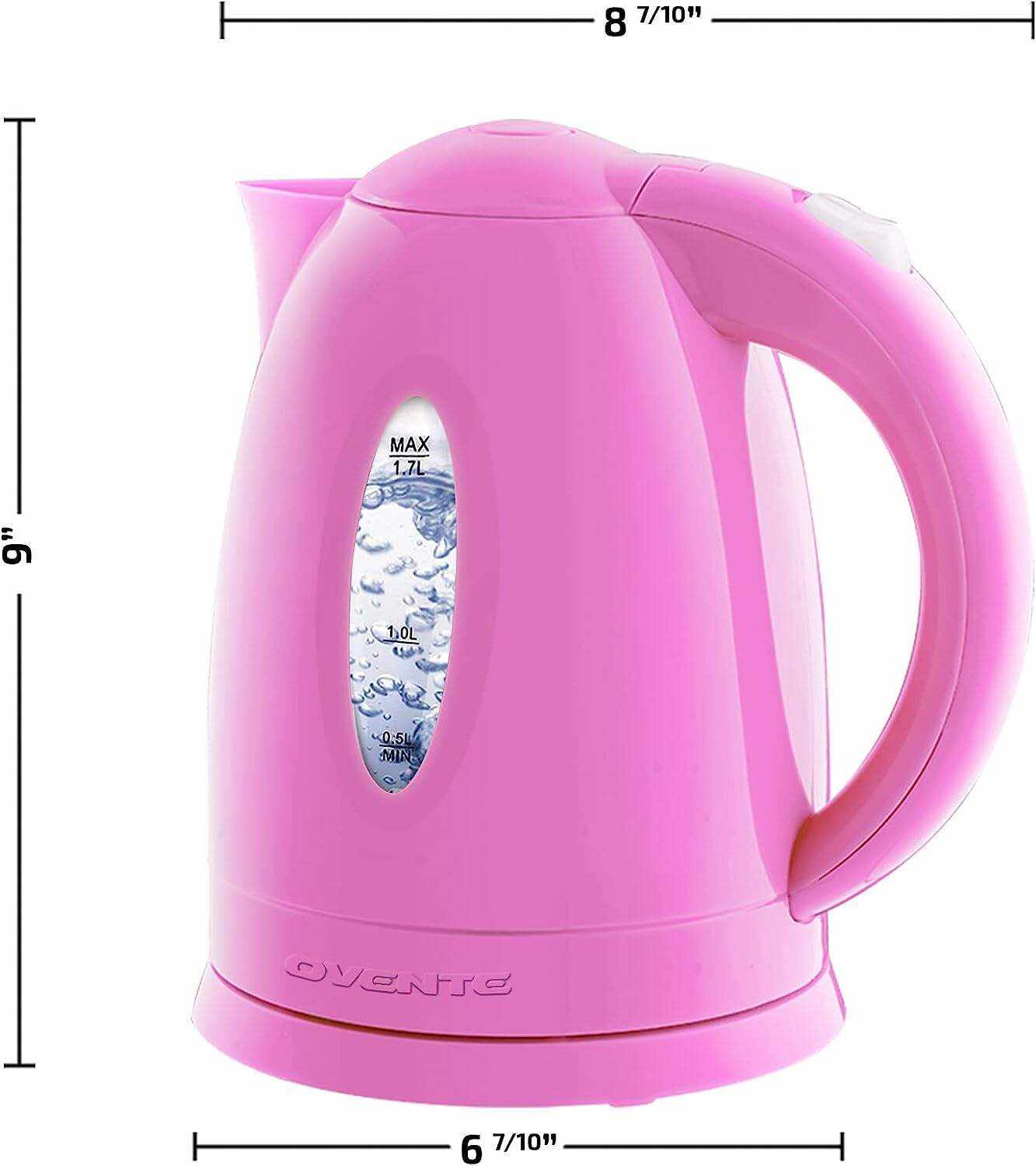 OVENTE Electric Kettle Hot Water Heater 1.7 Liter - BPA Free Fast Boiling Cordless Water Warmer - Auto Shut Off Instant Water Boiler for Coffee & Tea Pot - White KP72W