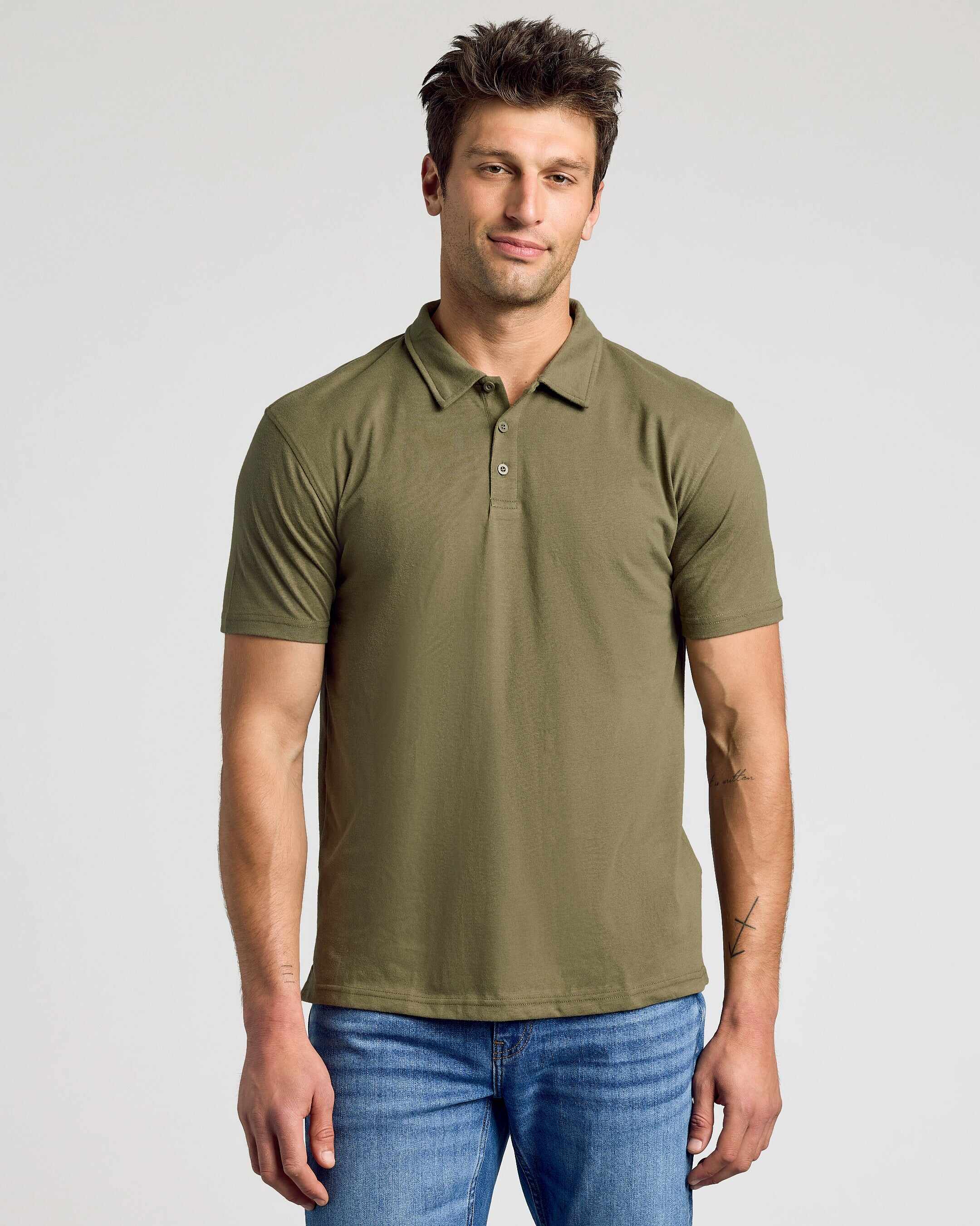 Military Green Short Sleeve Polo