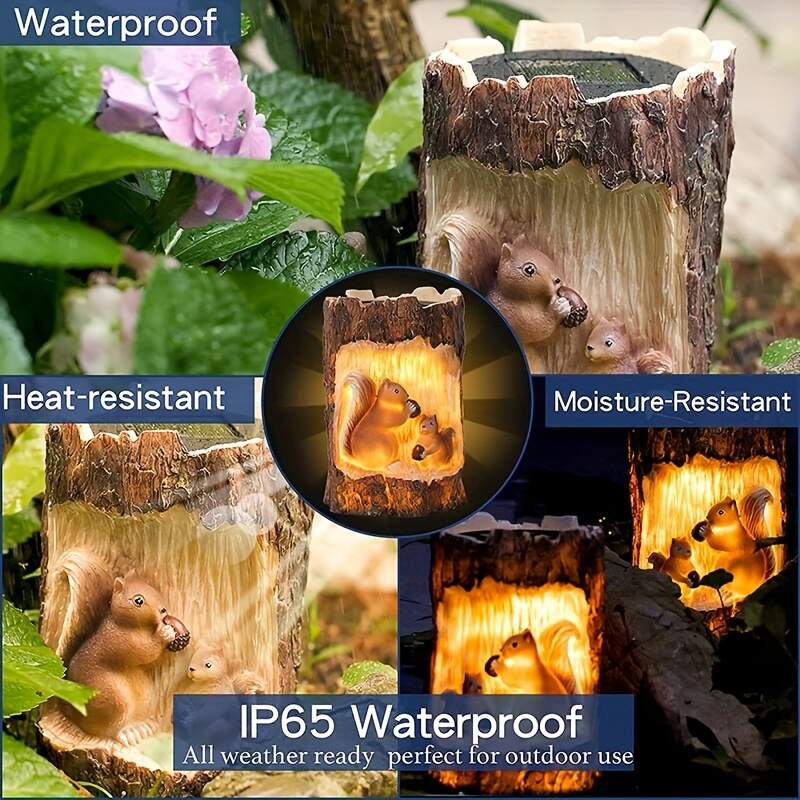 1pc Solar Squirrel Lights, Resin Garden Animal Statues For Garden Lawn, Outdoor Waterproof Landscape Lighting For Friend Birthday Wedding Planters Gifts Home Decoration Accessories Figurines