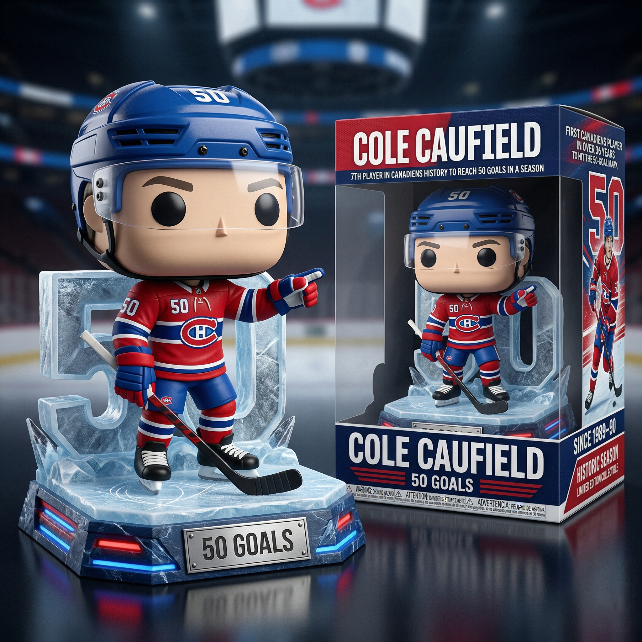 🚀Cole Caufield 50 Goals Historic Season Montreal Canadiens Funko Pop Figure