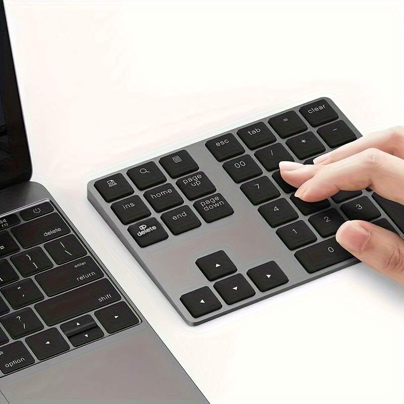 [Wireless Numeric Keyboard] 1pc Wireless 34-Key Numeric Keyboard | USB-C Rechargeable with Smart Recognition System, Compatible with MAC OS Computers, Includes USB Cable, Lithium Polymer Battery - Type-C Charging