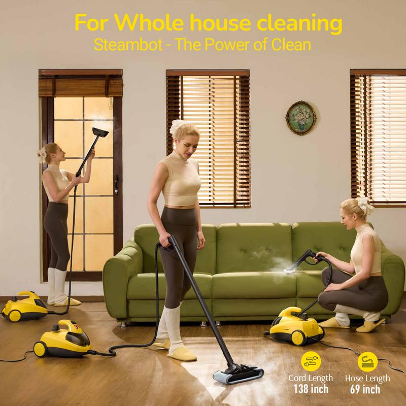 Steambot Steam Cleaner with High Pressure Steam, 2L Large Water Tank Capacity, 28 Accessories with storage case design, Heavy Duty Chemical-Free Deep Cleaning for House, Kitchen, Bathroom, Car, Multi-Purpose Cleaning, Steamer for Cleaning,Floor Steamer