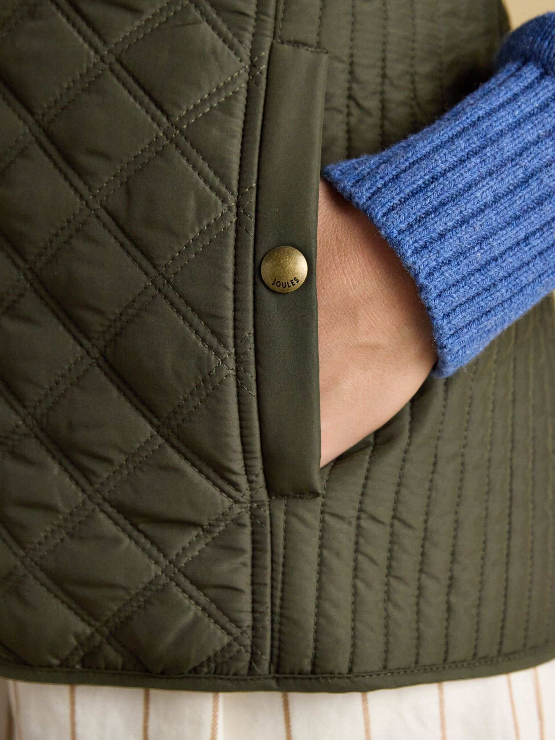 Minx Khaki Green Showerproof Diamond Quilted Gilet