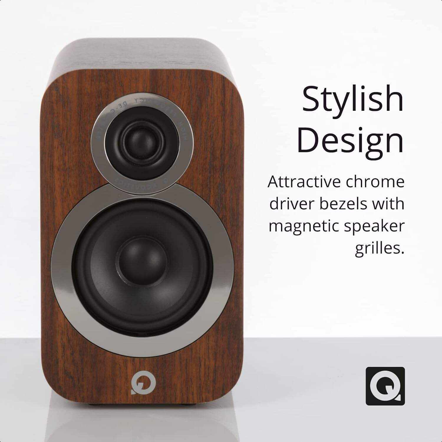 Q Acoustics 3010i Compact Bookshelf Speakers Pair English Walnut - 2-Way Reflex Enclosure Type, 4