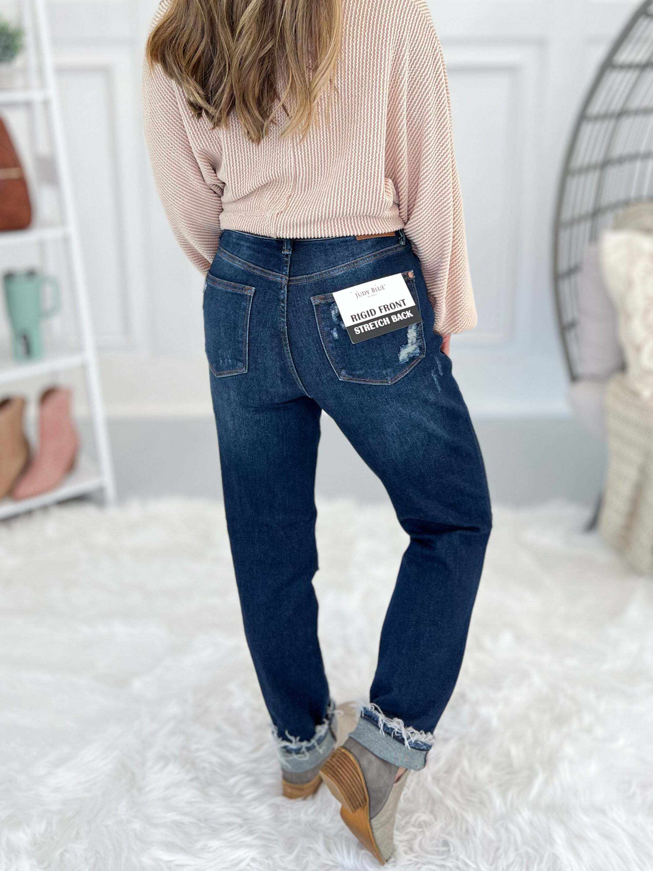 Christmas Rigid Magic Heavy Destroyed Straight Jeans- Final Sale