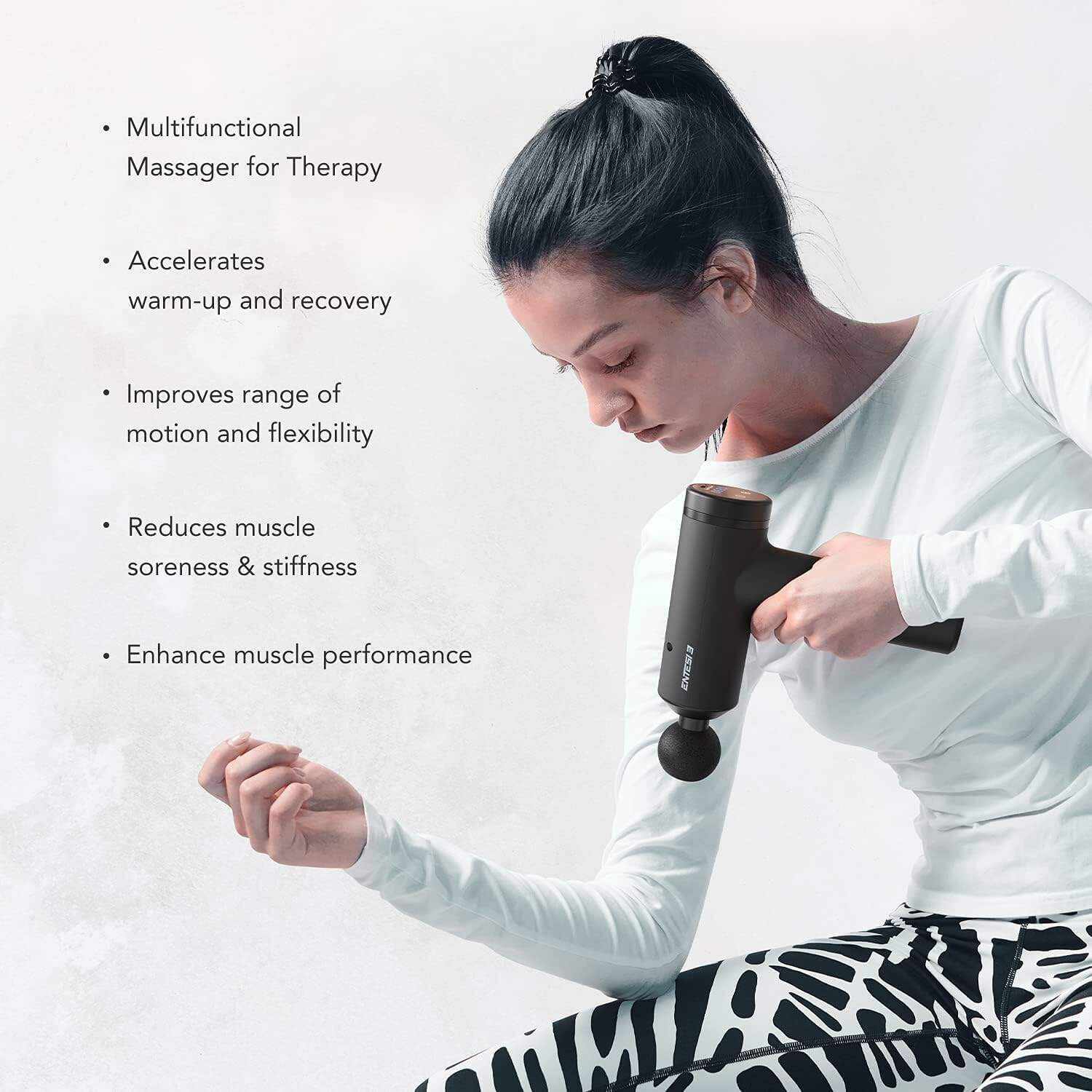 ENTESI Massage Gun Deep Tissue, 3 Percussive Muscle Massager for Workout Home Office, Cost-Effective Quiet Handheld Recovery Tool for Pain Relief Daily Therapy, Portable Sport Massager, Gifts for Him