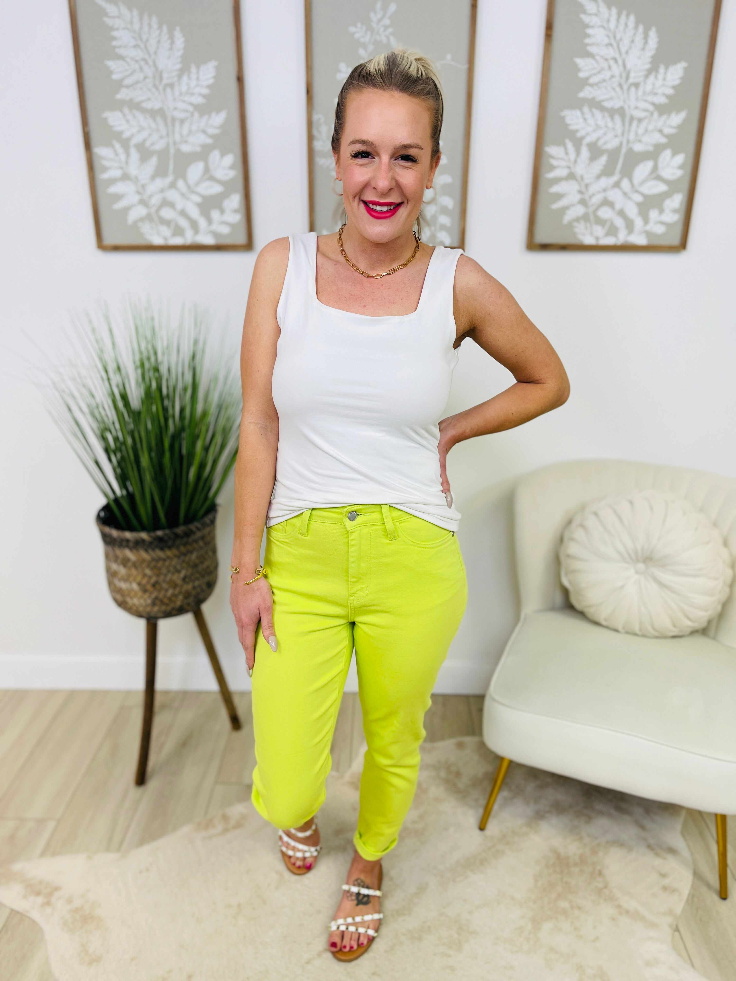 PLUS/REG Put A Lime In The Coconut Cuffed Slim Fit Jeans