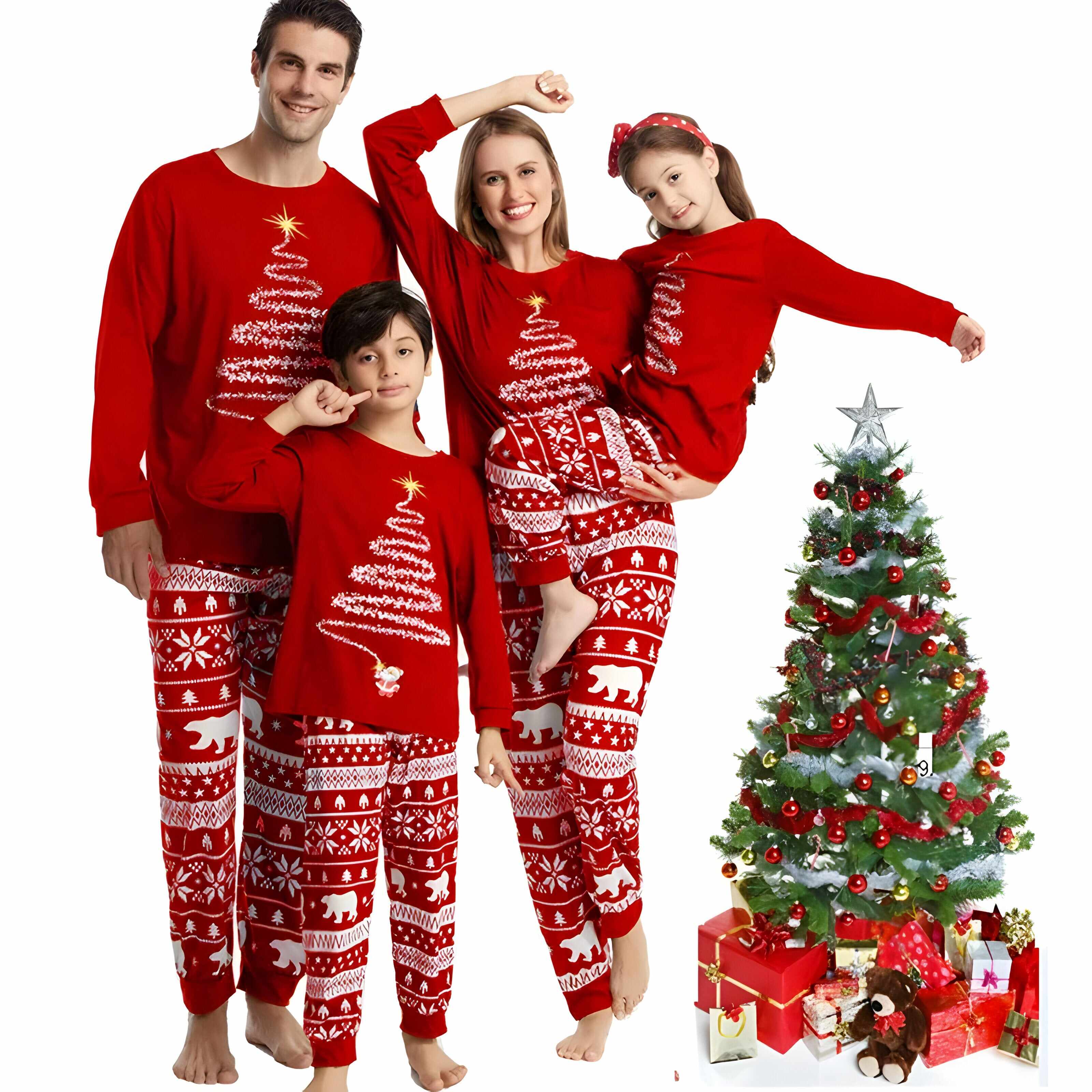 Kids Festive Tree Matching Family Christmas Pajamas