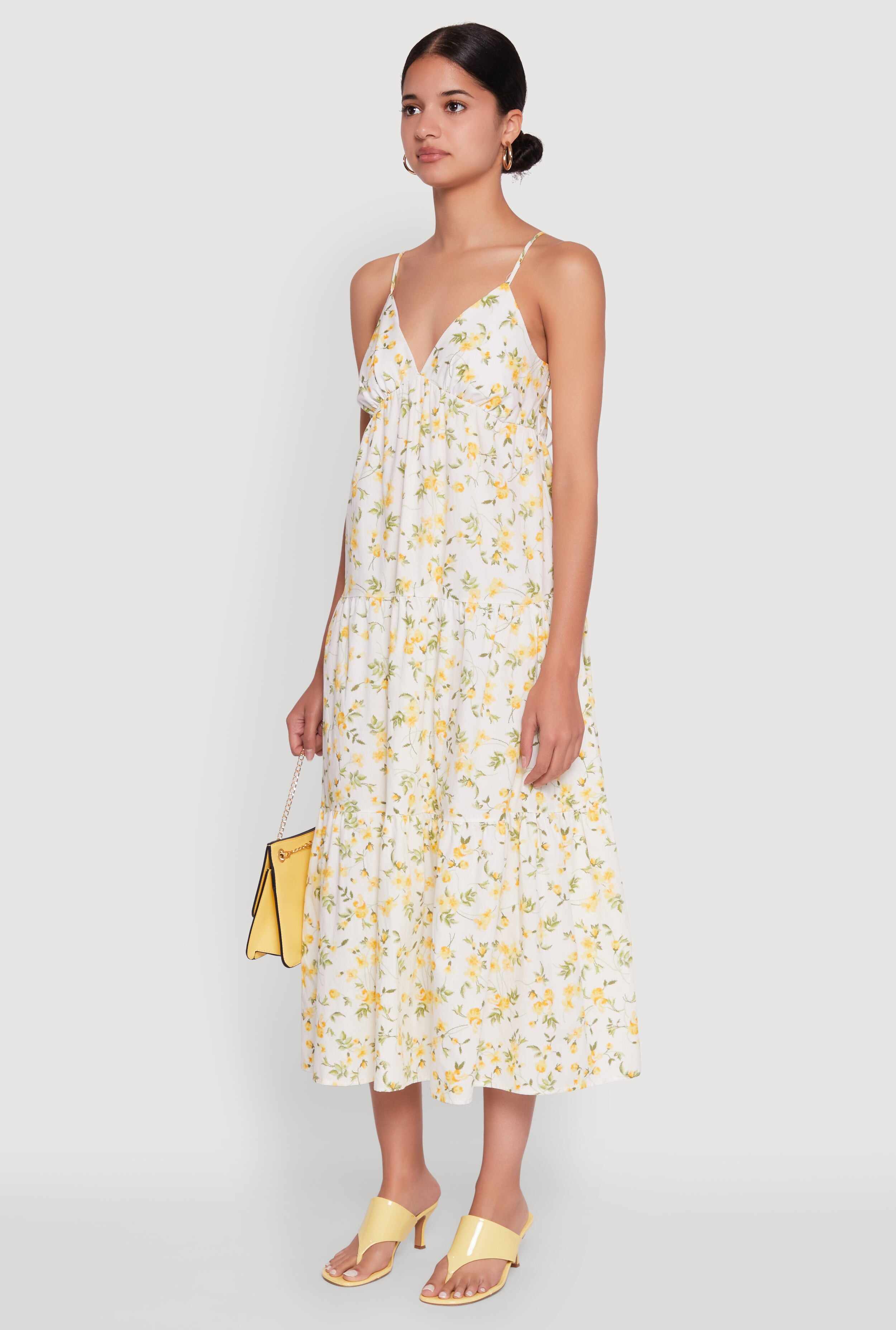 Haute Monde Floral Tiered Midi Dress