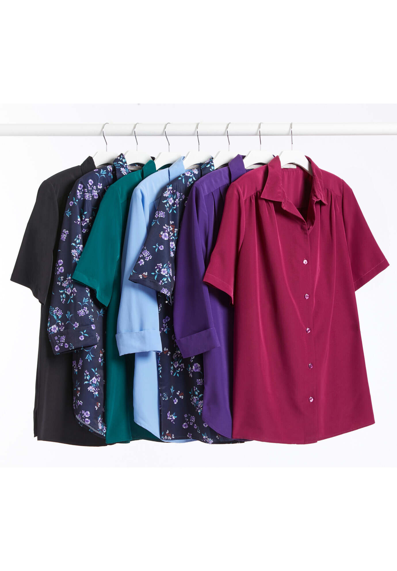 Short-Sleeve Peachskin Button-Front Shirt