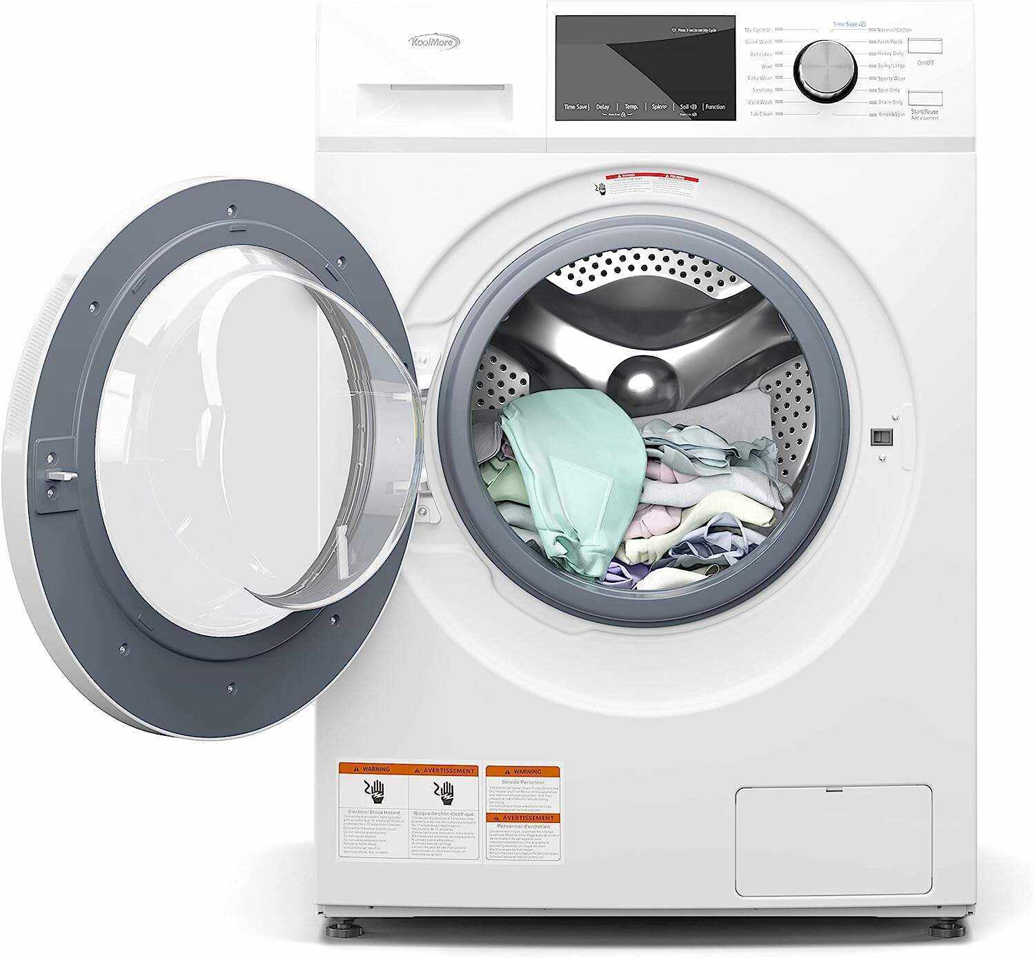 Front Load Machine, 2.7 Cu. Ft, Space Saving Unit with 20-Minute Quick, 12 Washing Cycles, Quiet Inverter Motor [120V], Medium (24