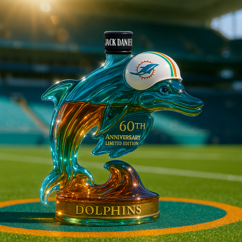 Miami Dolphins 60th Anniversary Whiskey Bottle