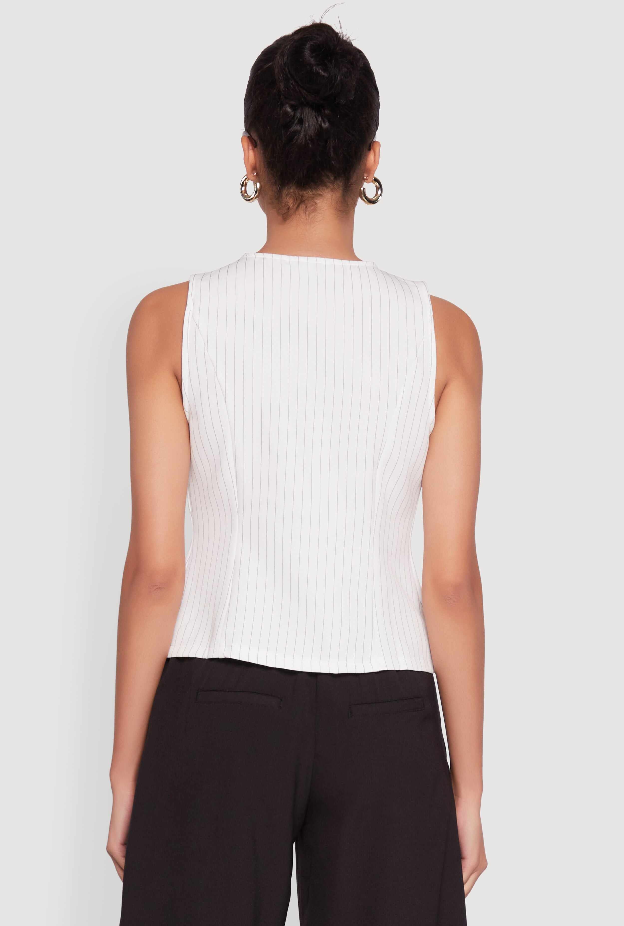 Iris Trendy Pinstripe Button Front Vest