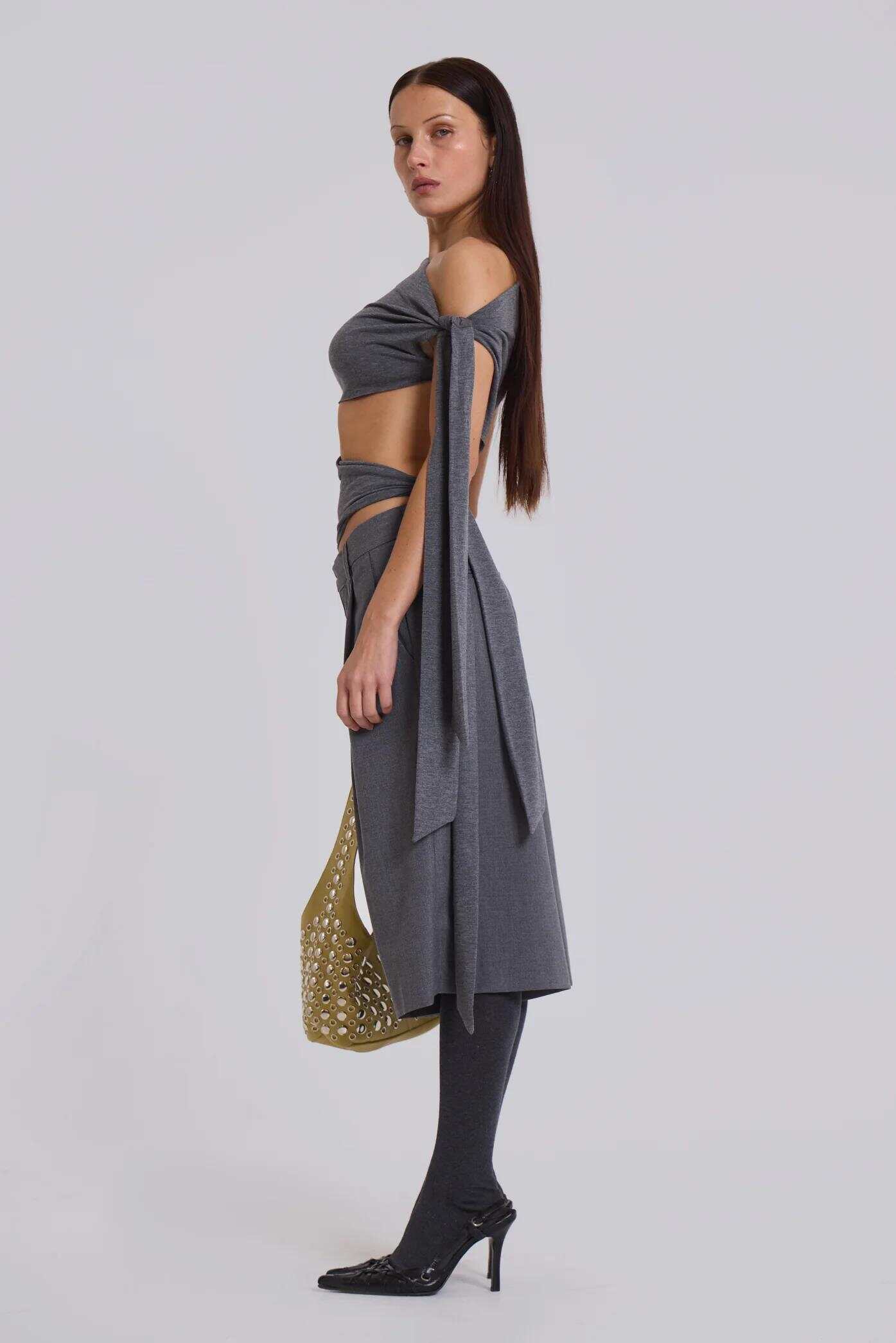 Osmium Studded Leather Bag in Cream