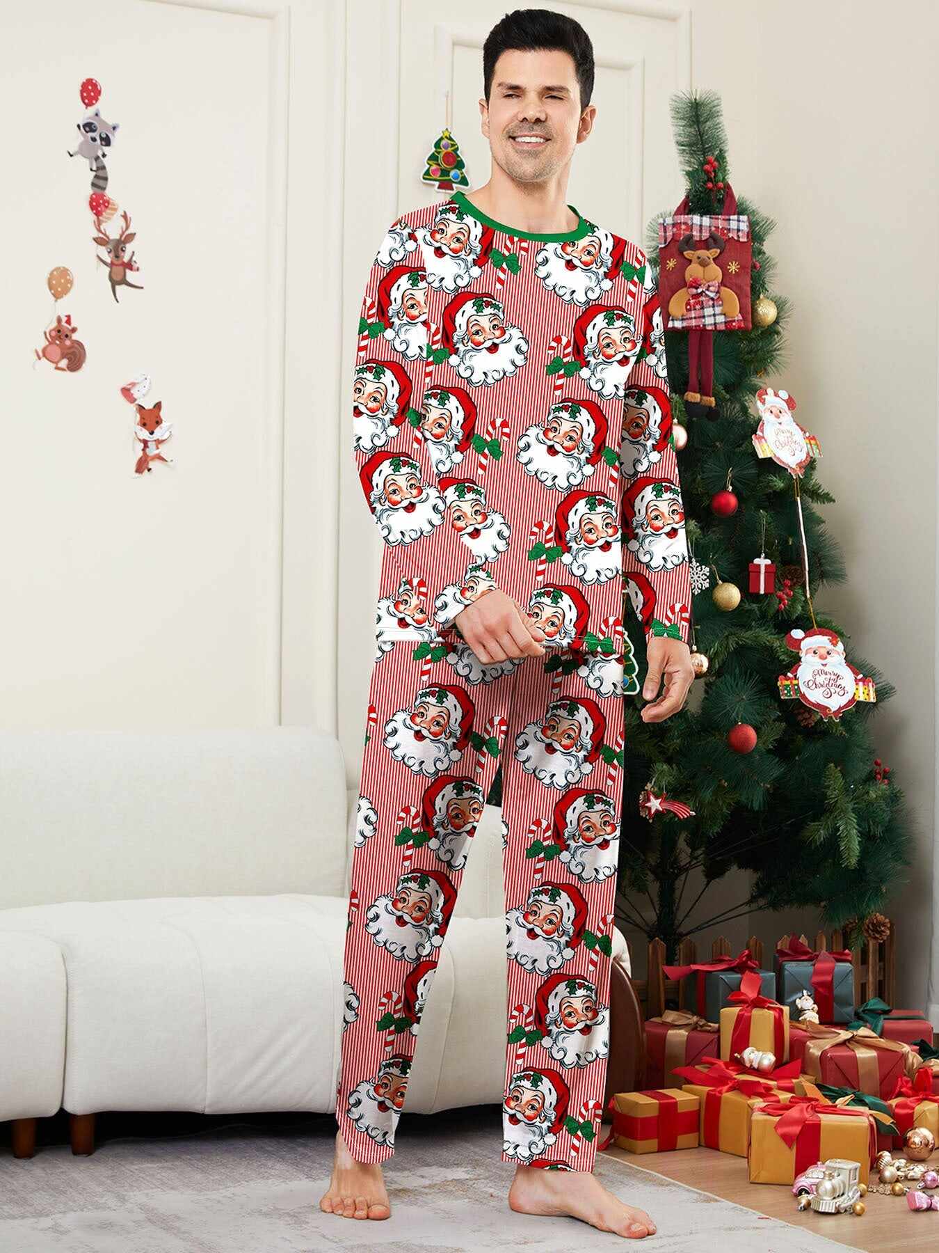 Family Christmas Pajamas Adult's Kid's Xmas Christmas Pattern Matching Set