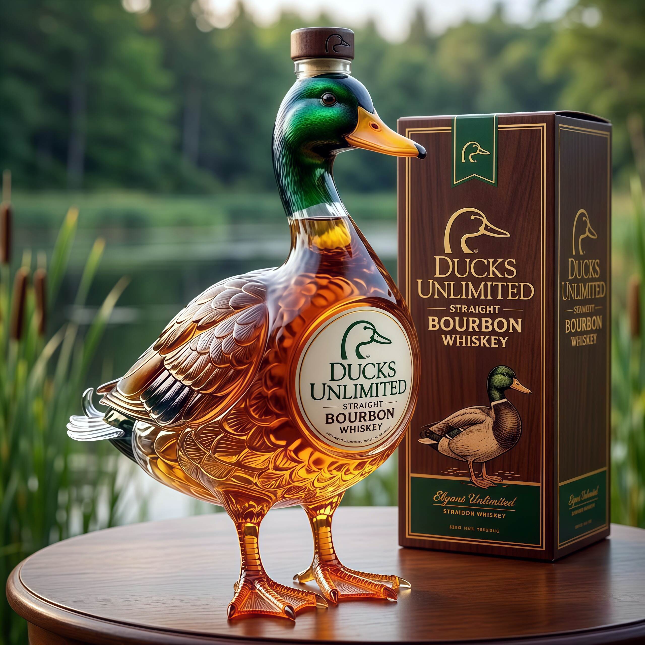 🦆🥃 Ducks Unlimited 3D Mallard Bourbon Bottle