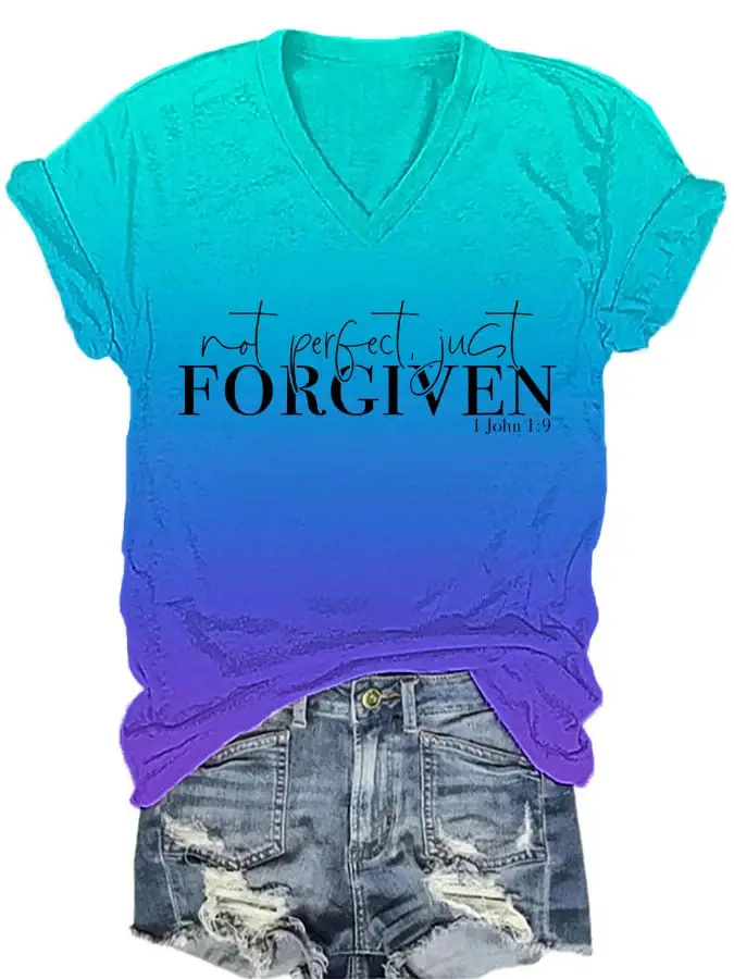 ?BUY 3 GET 10% OFF?Women's Not Perfect Just Forgiven Print T-Shirt