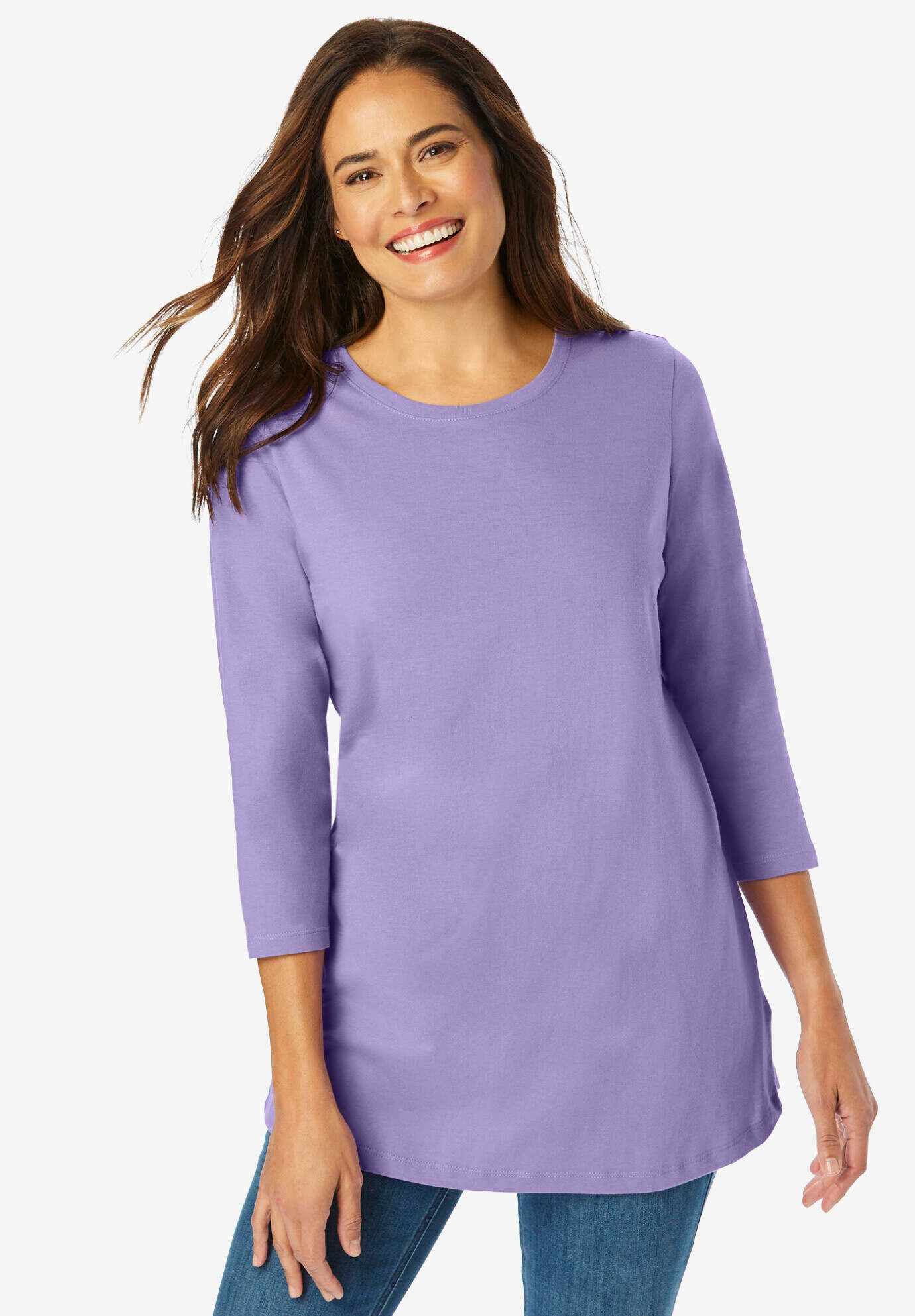 Perfect Three-Quarter Sleeve Crewneck Tee
