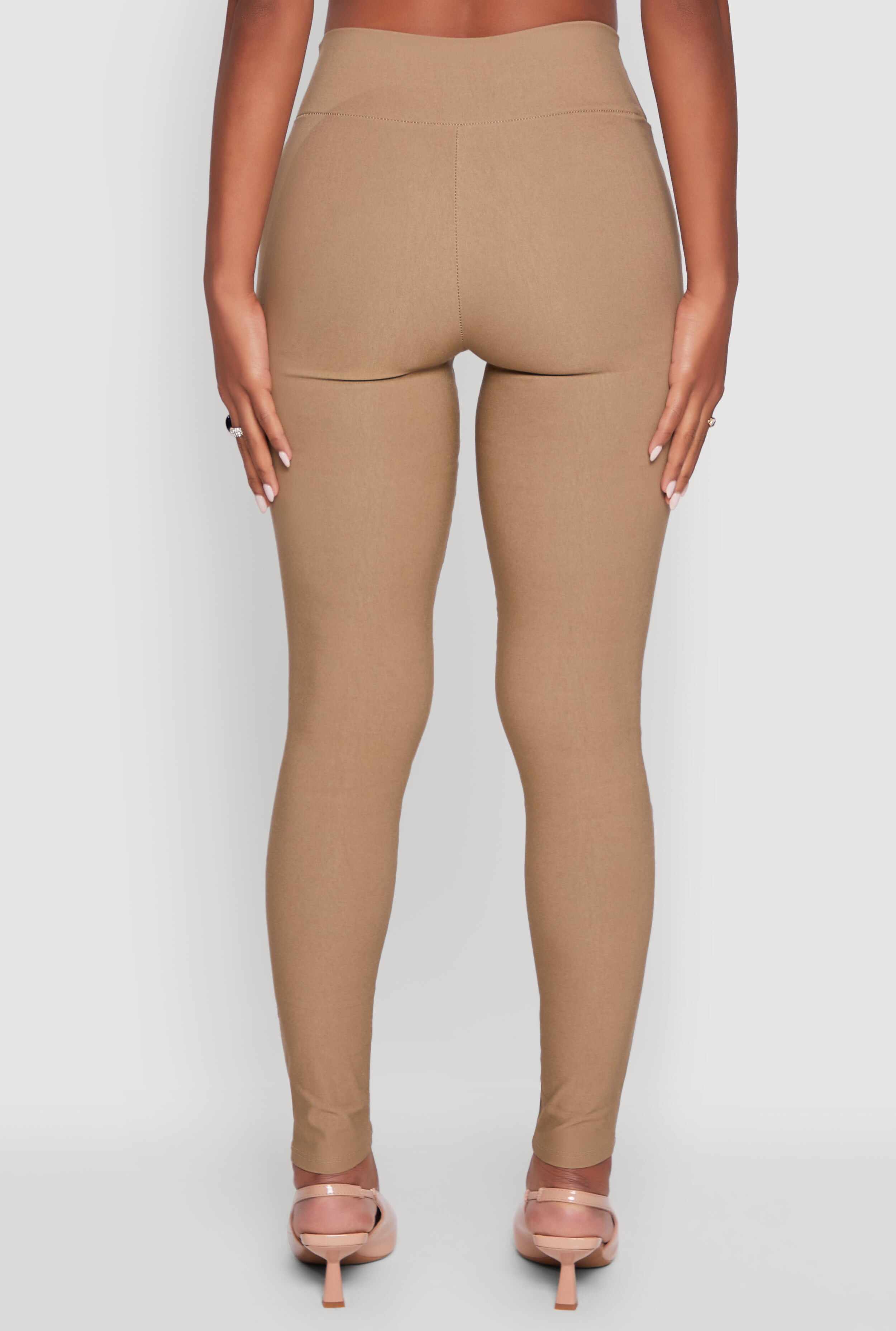 Stretchy Pintuck High Waisted Skinny Leg Chino