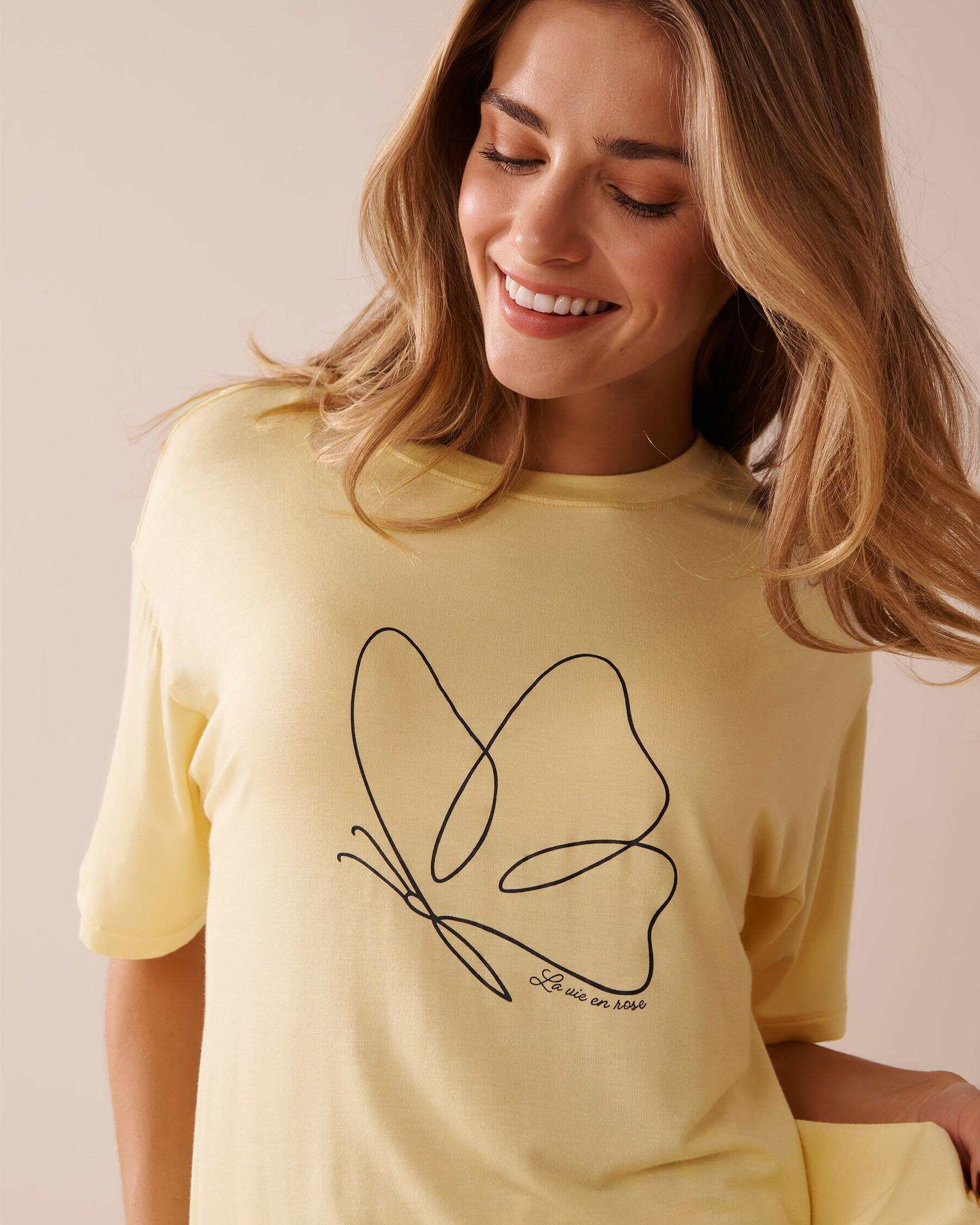 Butterfly Print Soft Jersey Drop Shoulder T-shirt