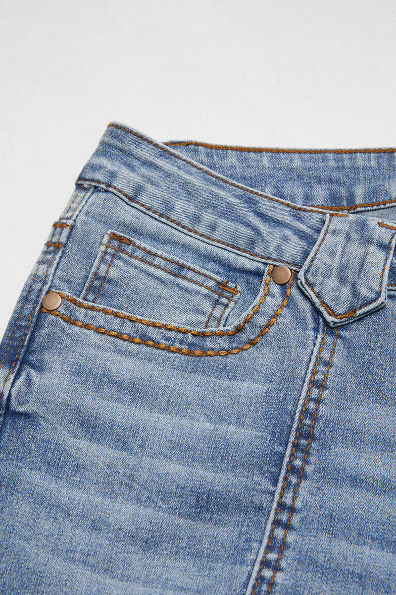 Wash Contrast Stitch Low Waist Bootcut Jeans