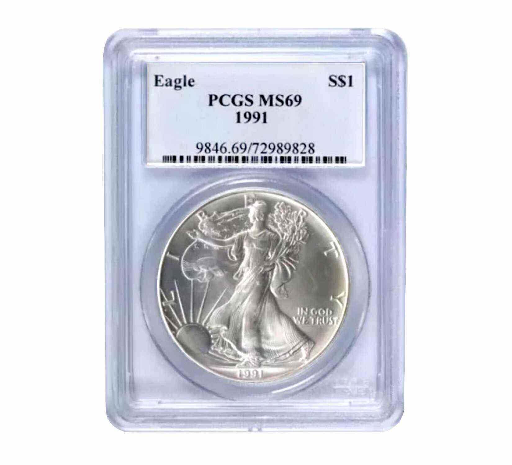 1991 $1 American Silver Eagle MS69 PCGS