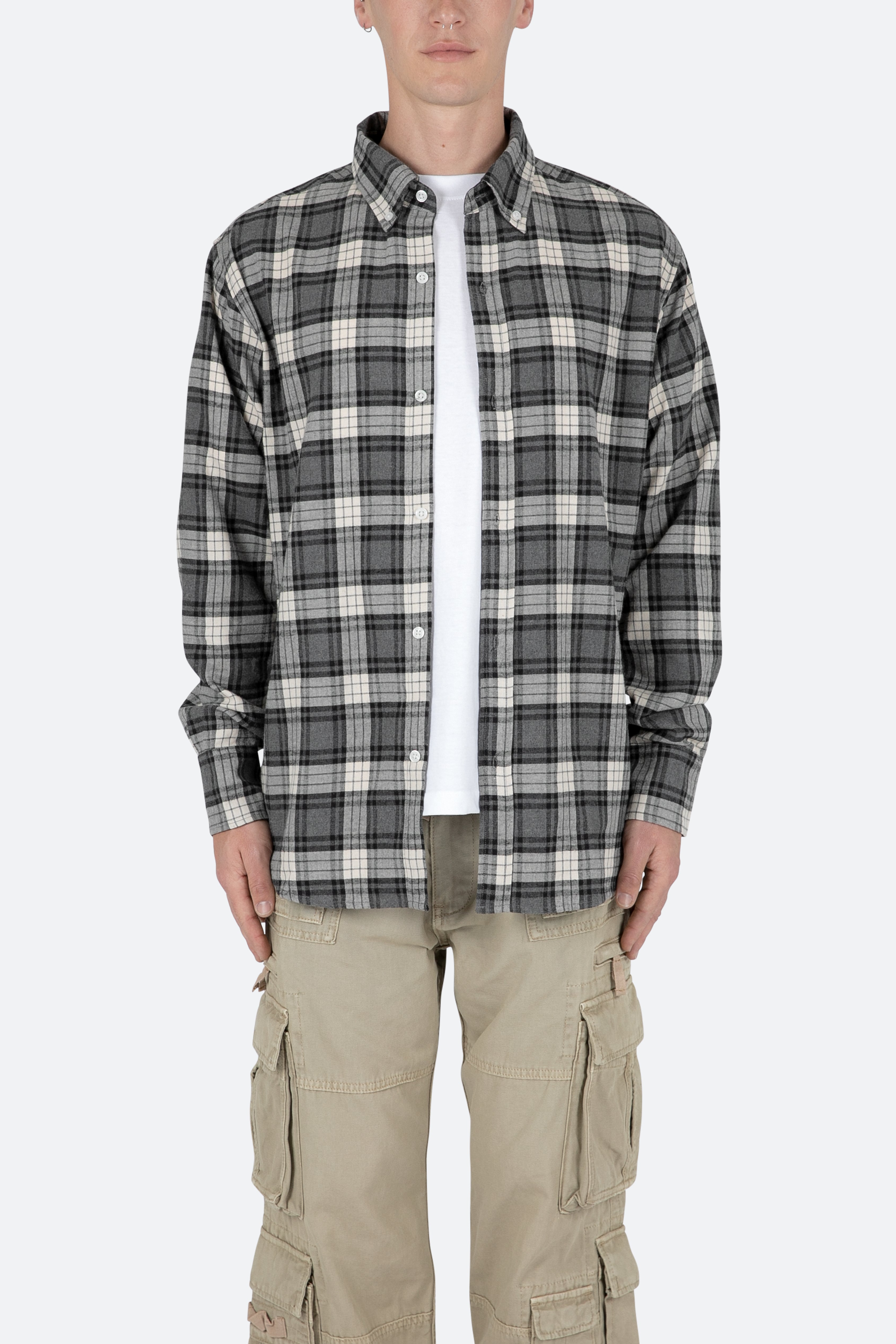 Basic Flannel Shirt - Brown/Grey