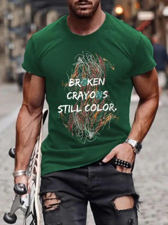 Retro Broken Crayons Still Color Print T-Shirt
