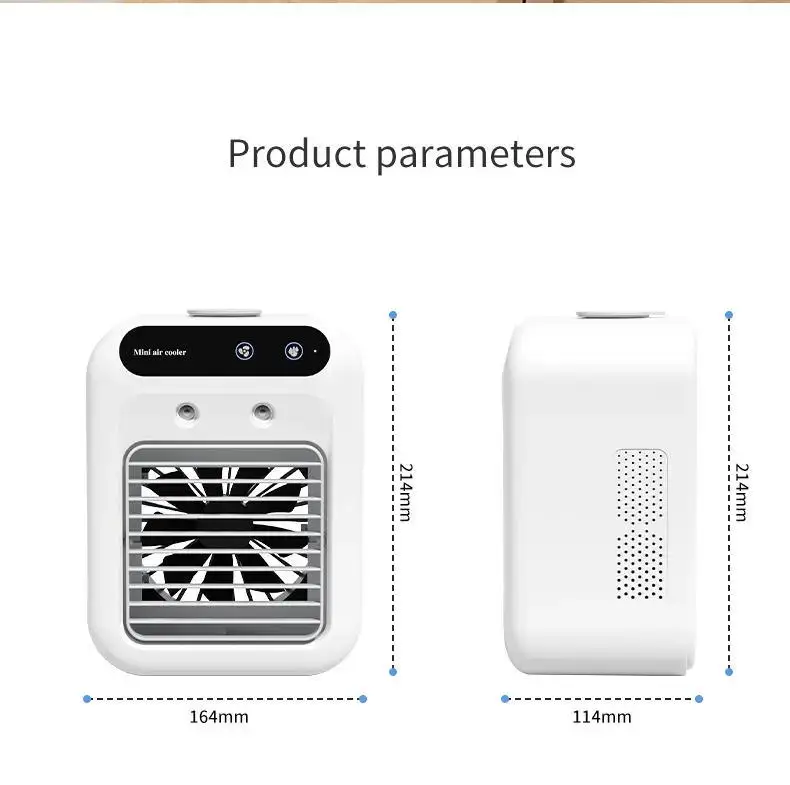 Portable Air Cooler Fan 3 in 1 Rechargeable Fan with 2 Mist Speeds and Powerful Wind, Mini Multifunctional Cooling Fan for Bedroom, Office, Camping