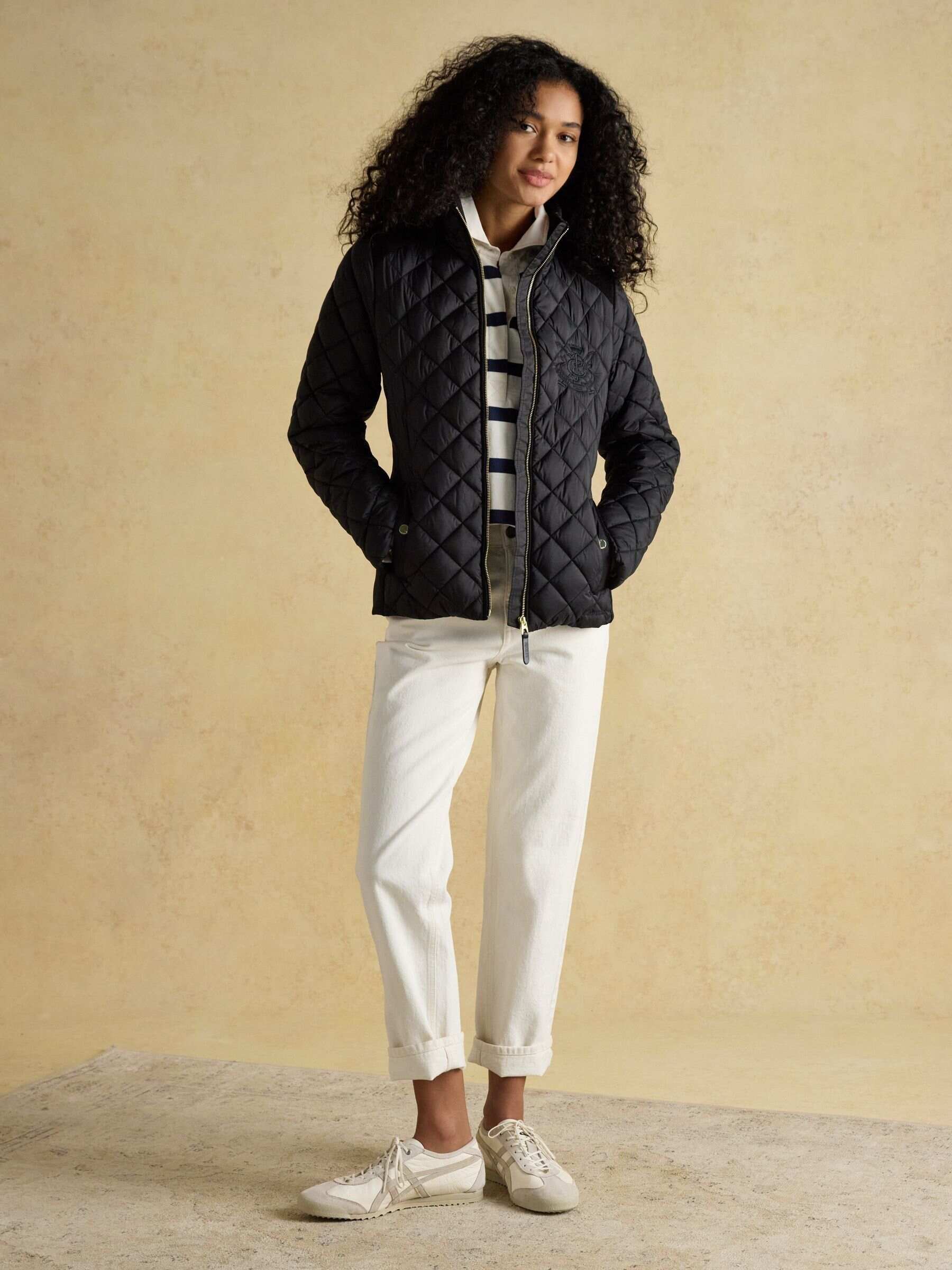 Braemar Luxe Navy Blue Showerproof Diamond Quilted Coat