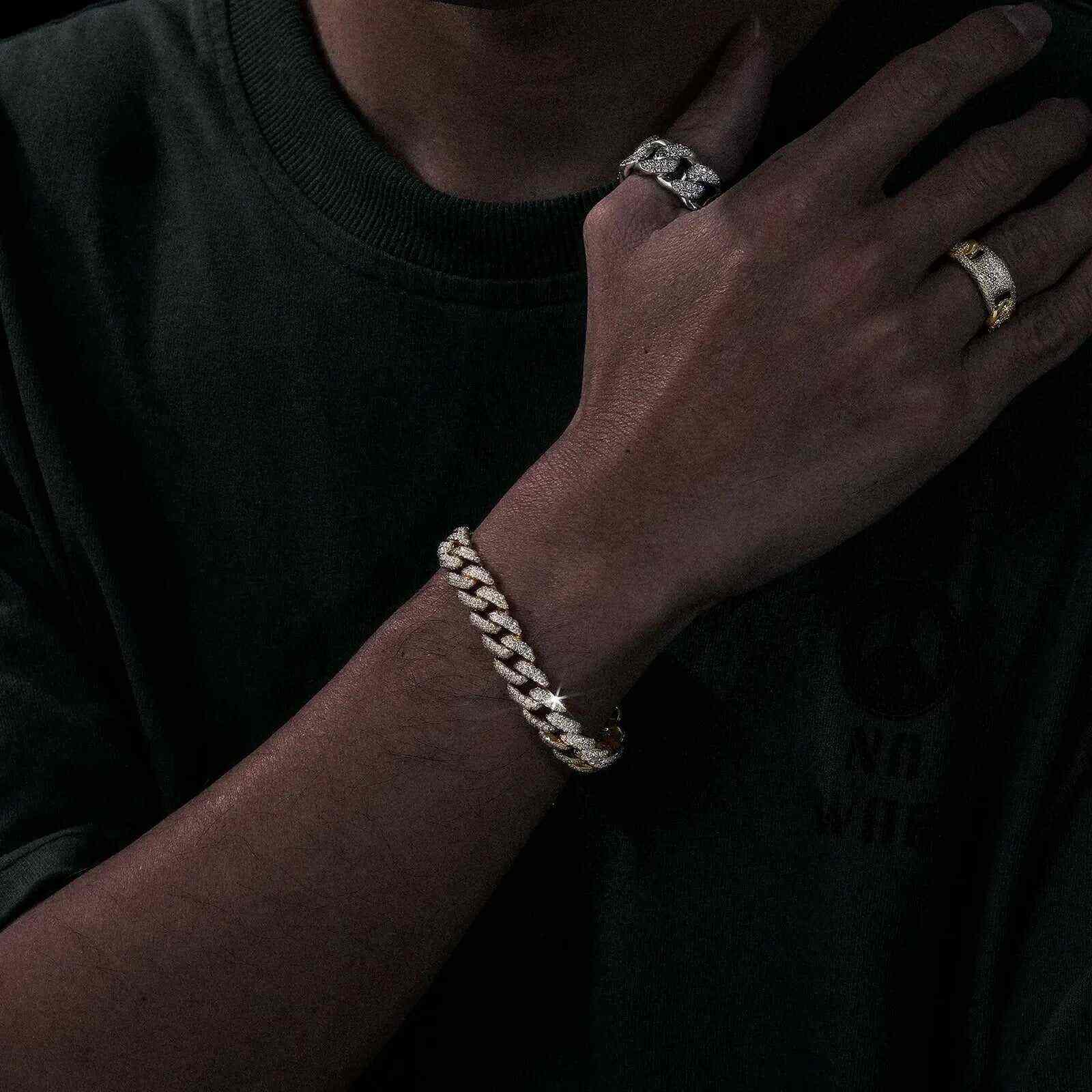 Test10mm S925 2 Row Moissanite Bubble Cuban Link Bracelet