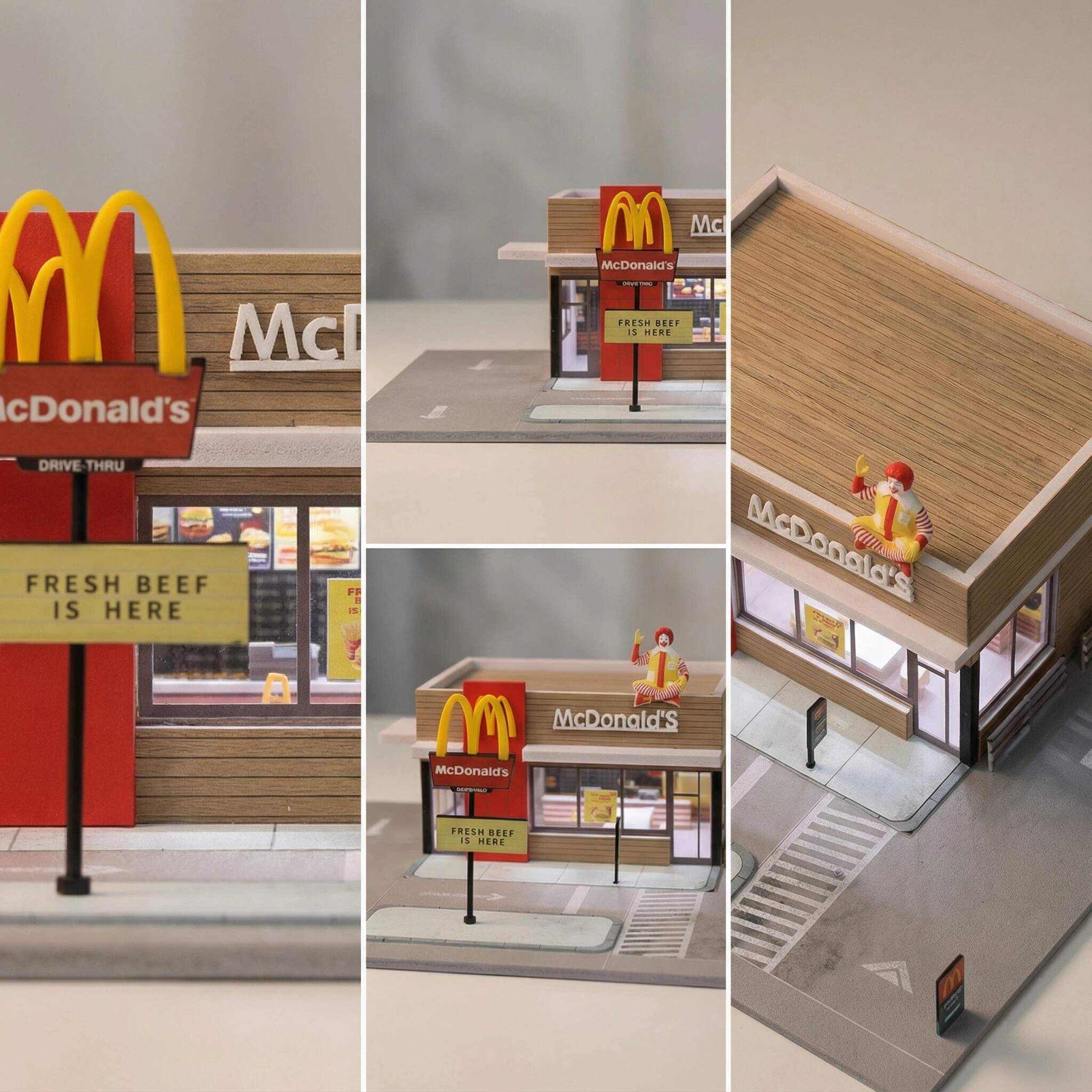 1:64 Scale Urban Fast Food Restaurant Diorama Display Case – Street Scene for Diecast Cars