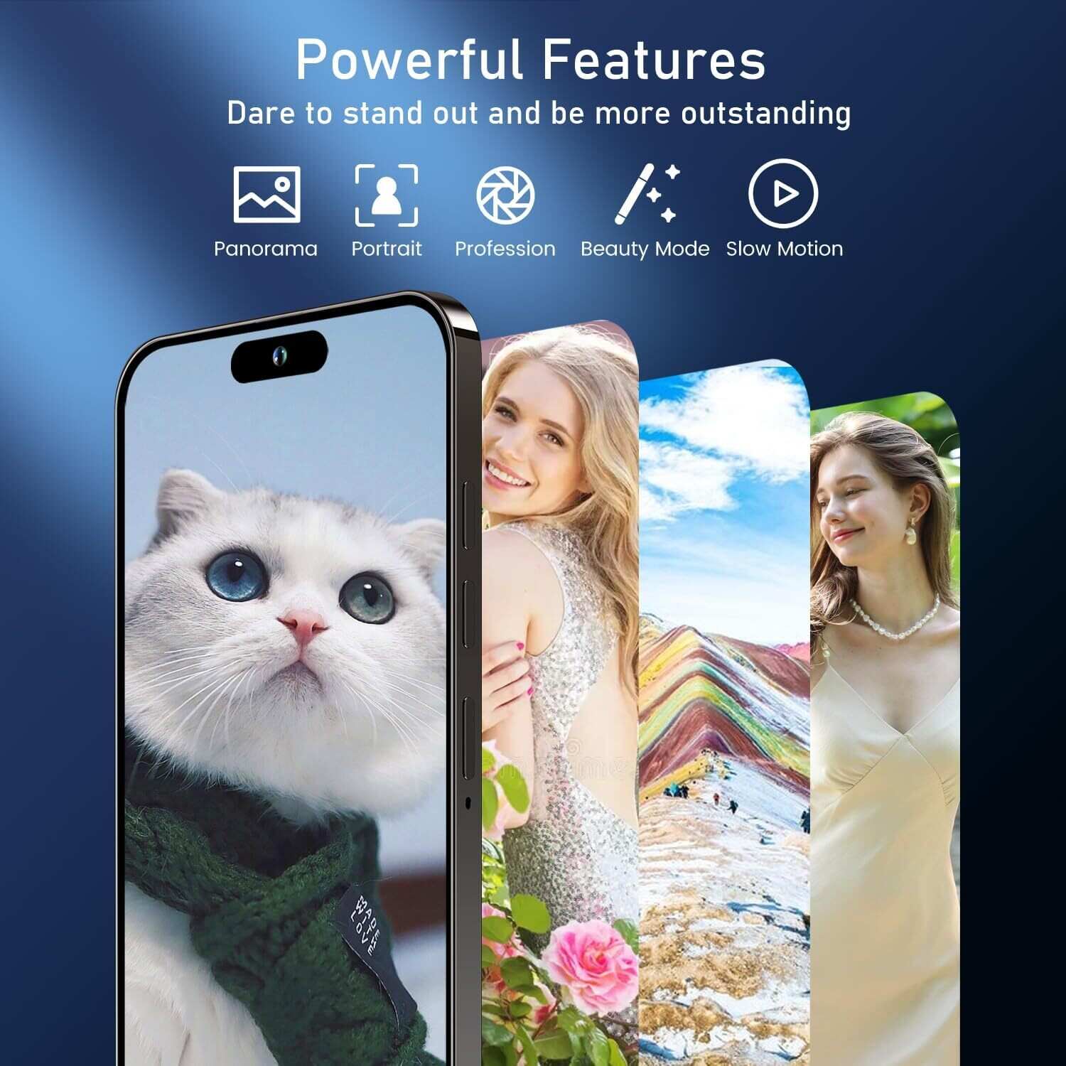 A15 Pro Max Smartphone, 6+256GB Unlocked Phone, Android 13.0, 48+108MP Zoom Camera, Long Battery Life 6800mAh, Dual SIM, 6.7“ HD Screen,5G Phone