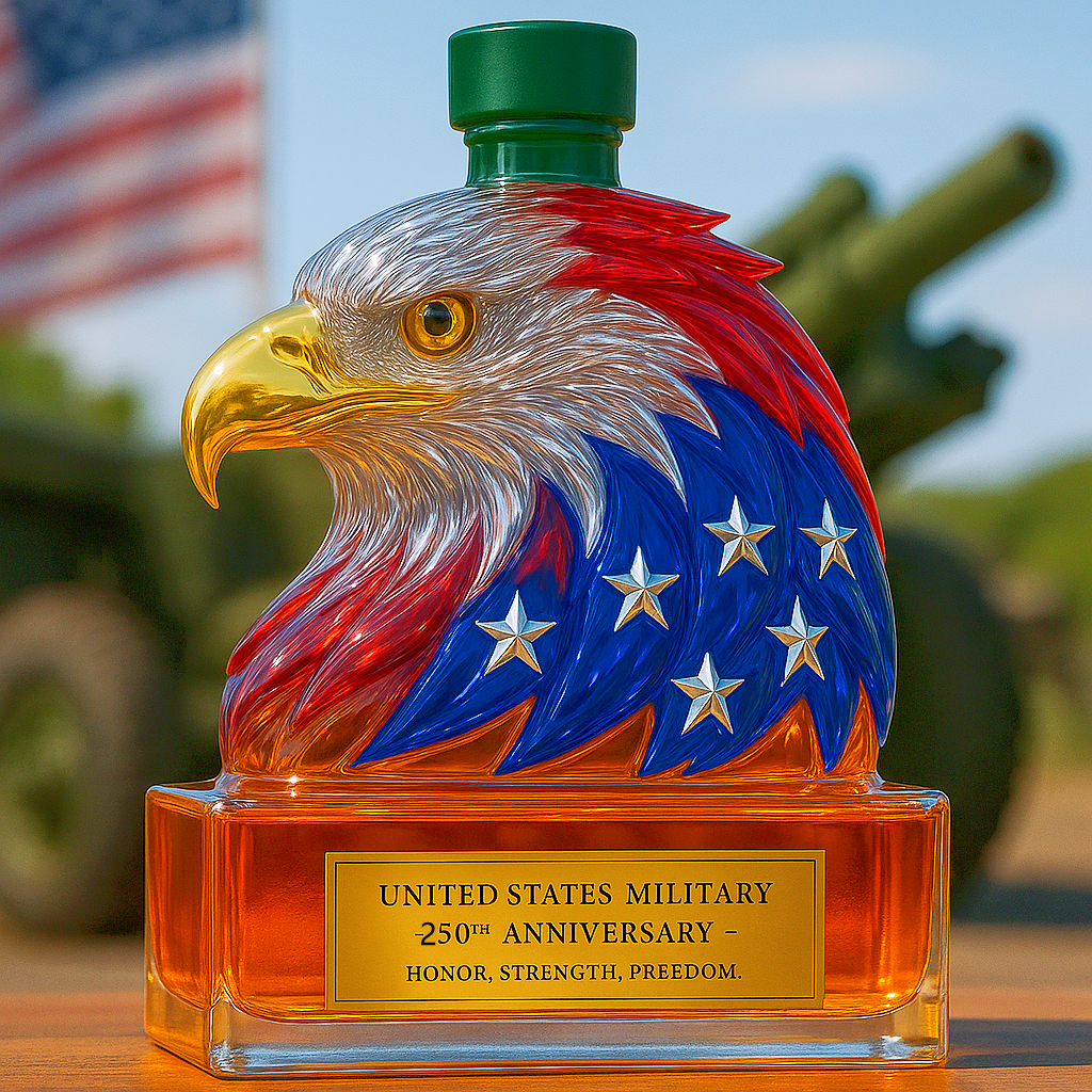 Military 250th Anniversary Eagle Whiskey Bottle