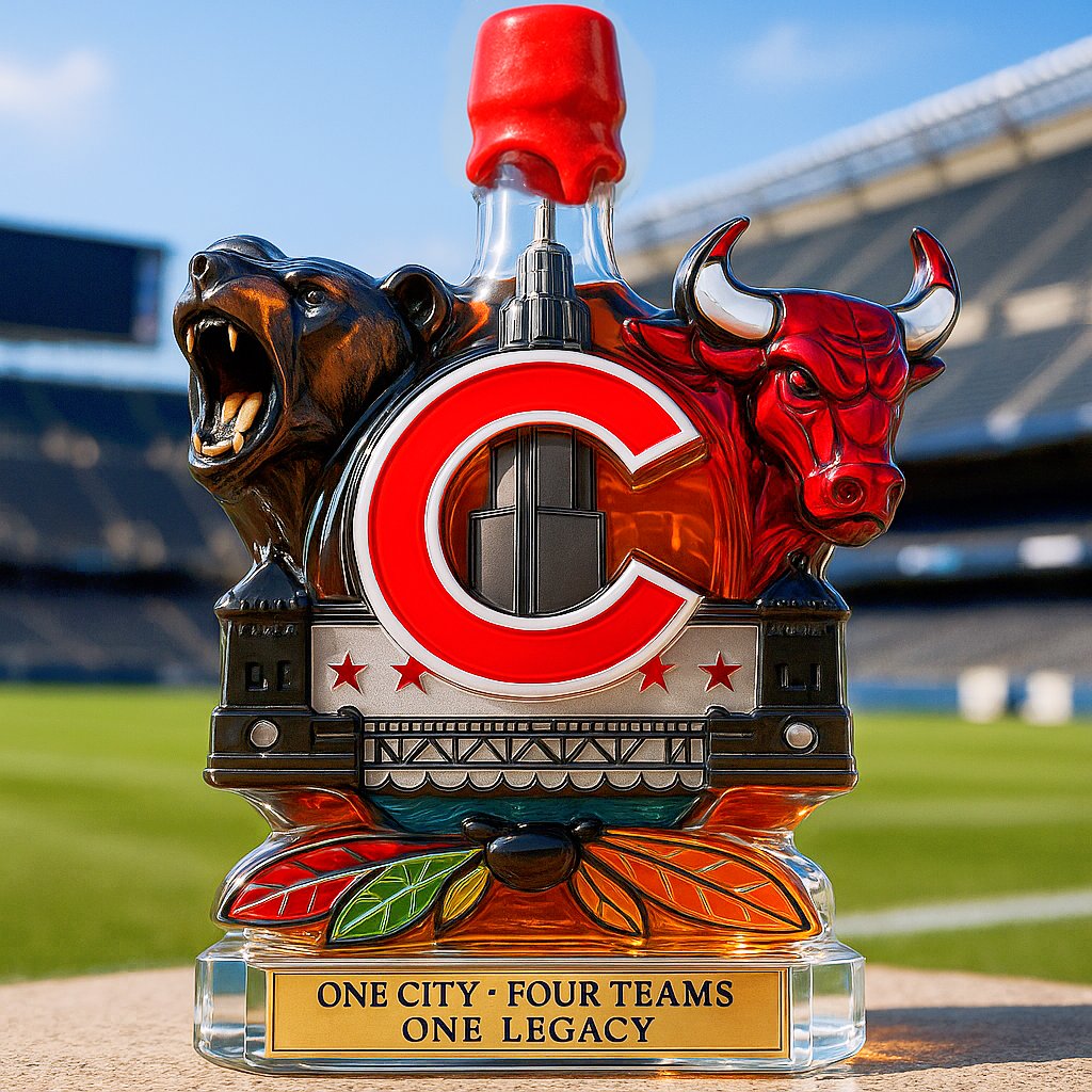 Chicago Sports Fan Whiskey Bottle