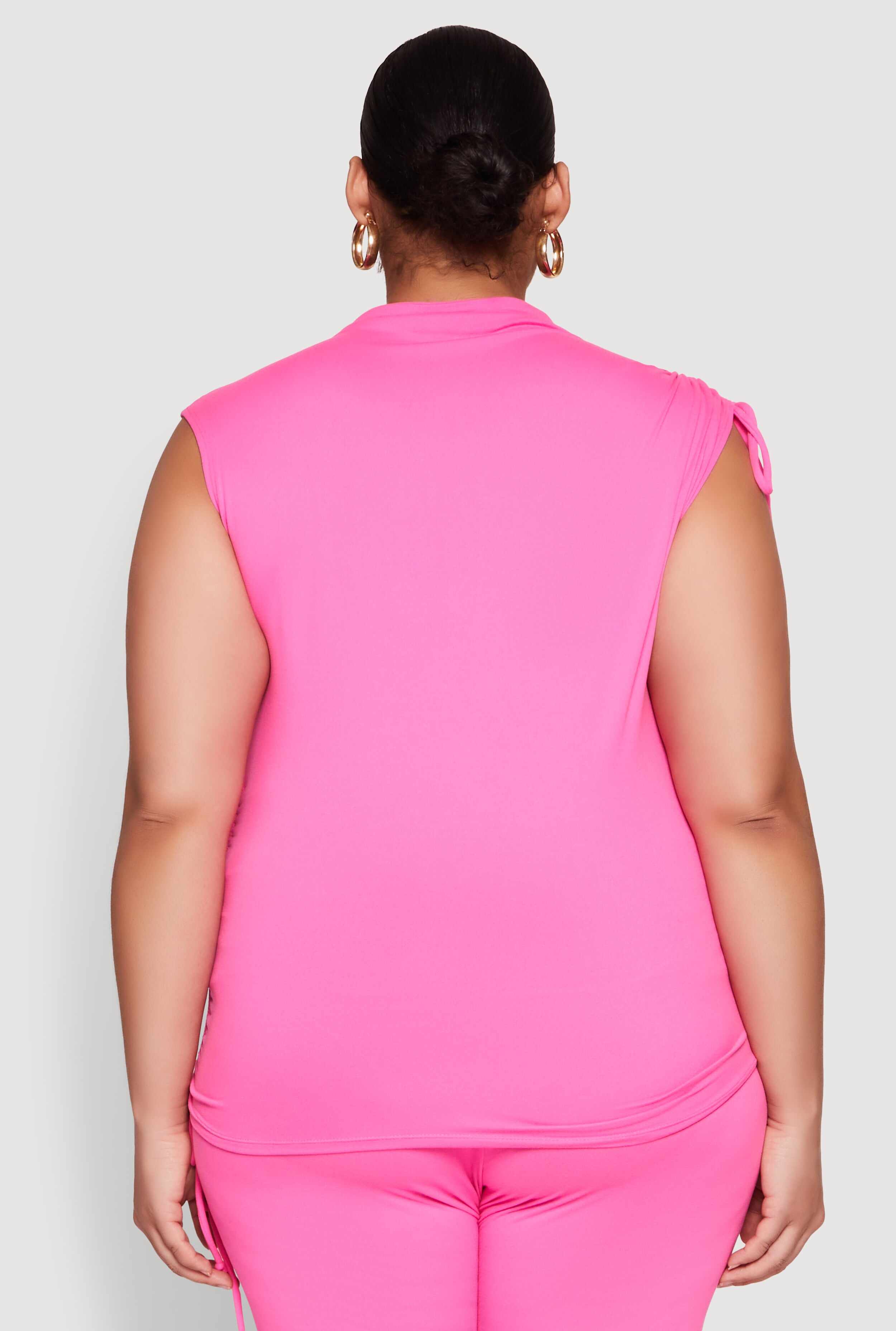 Plus Size Mock Neck Side Ruched Top