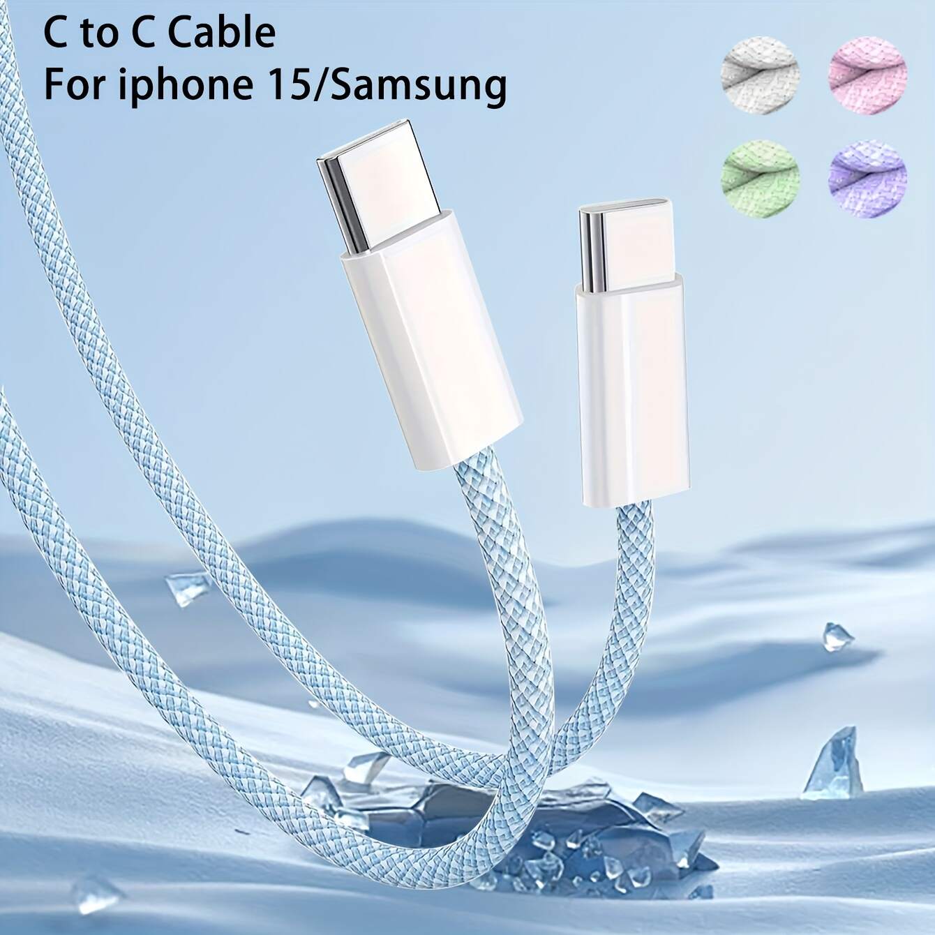 Type-C to Type-C Fast Charging Cable USB C to C cable fast charging with iPhone 15/15 pro,Samsung Galaxy S22/S22+,S21/S21,Note 20/10,Pixel,and other digital products or electronic devices equipped with Type-C interfaces