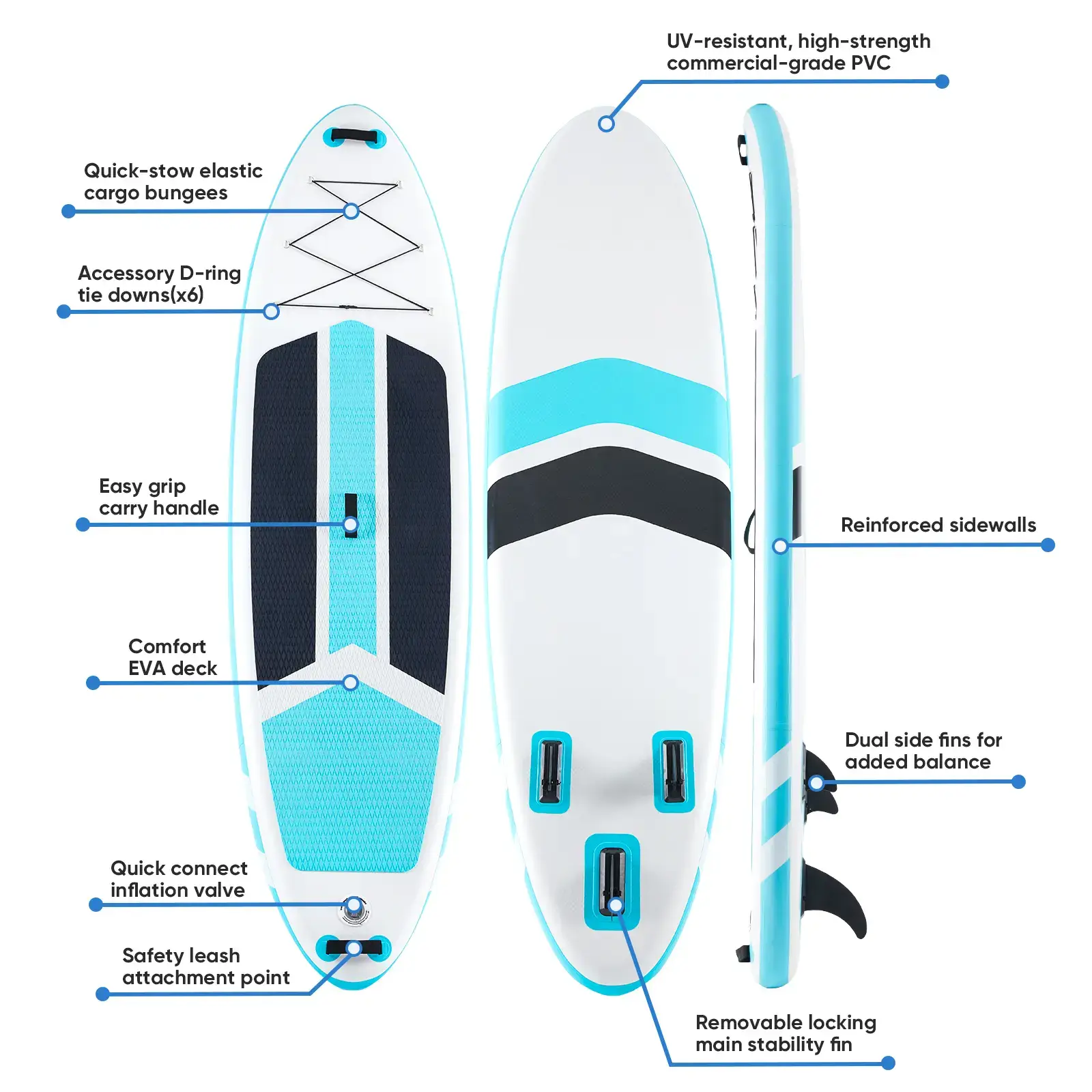 Premium SUP Inflatable Stand Up Paddle Board with 2-in-1 Paddle, Wide Stable Design, Non-Slip Comfort Deck for Adults & Youth, Non-Slip Comfort Deck