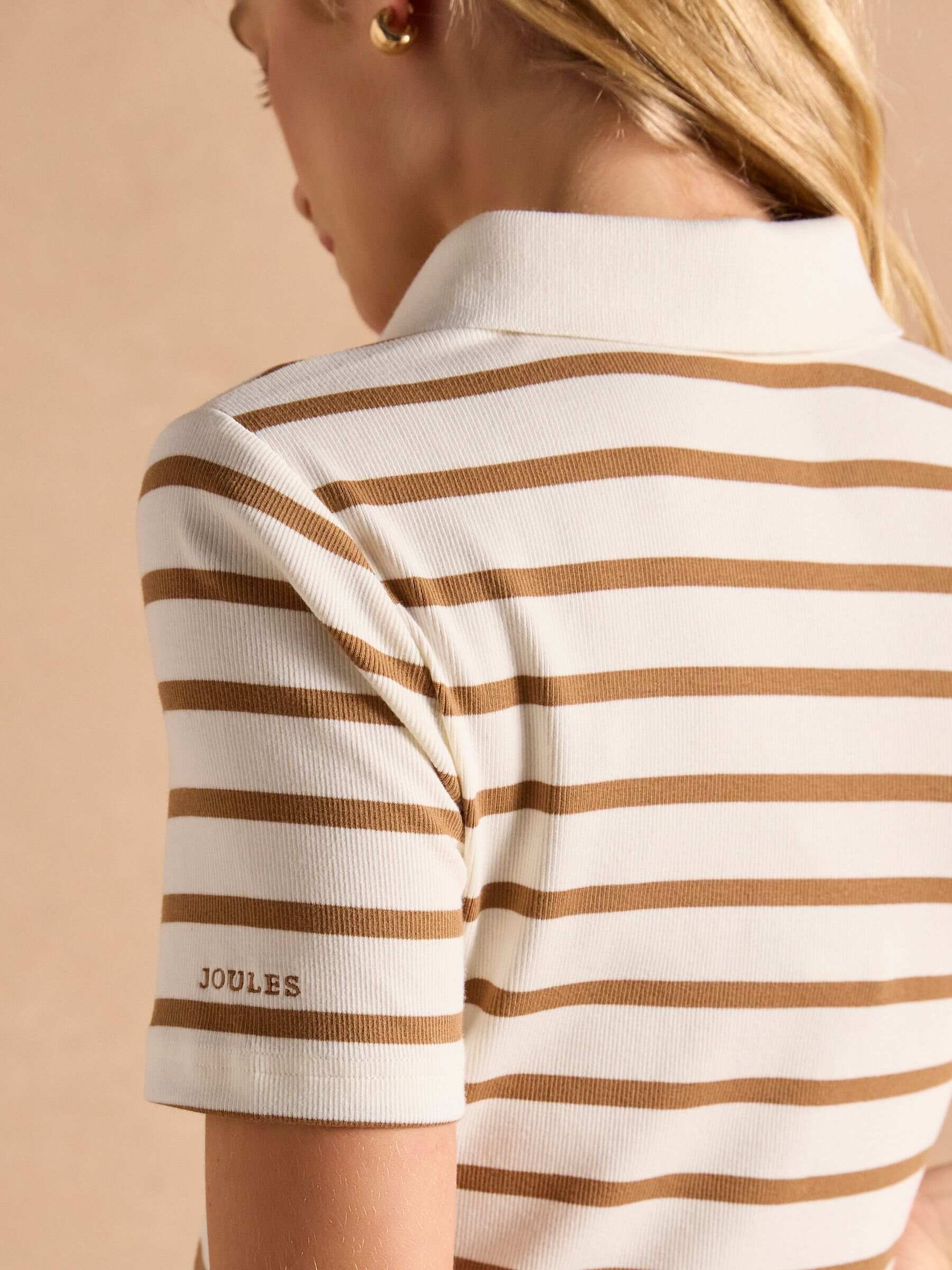 Fairfield Tan Short Sleeve Ribbed Polo Shirt