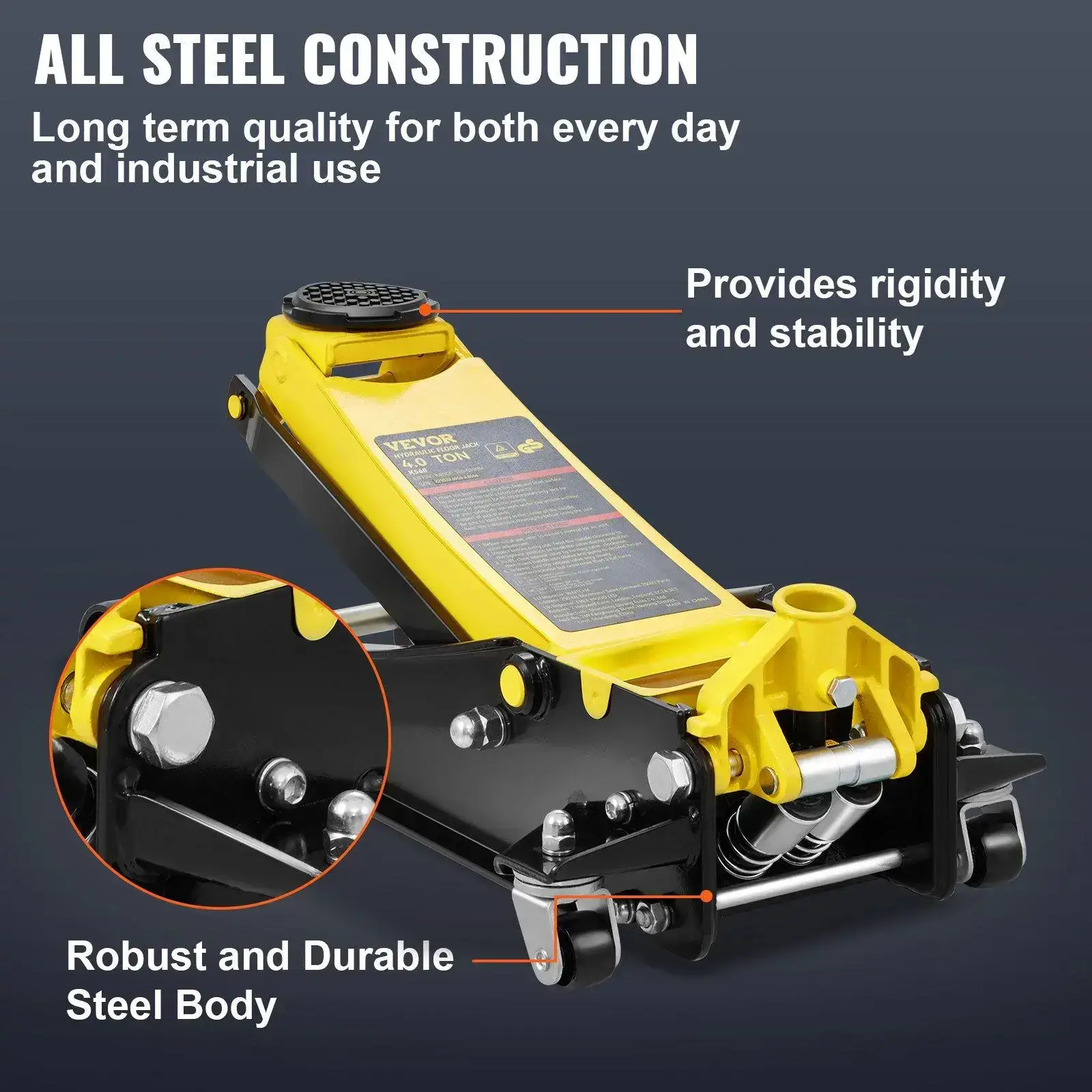 Low Profile Floor Jack 4 Ton Heavy Duty Steel Dual Piston Rapid Pump Portable Car Wheel