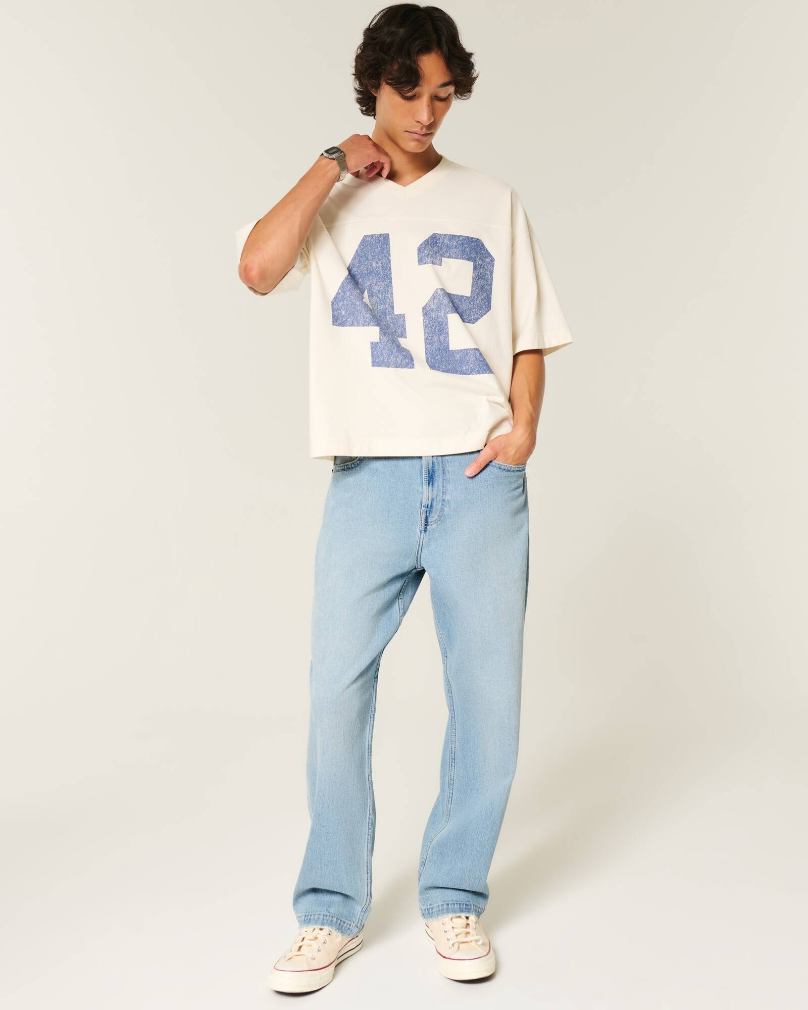 Railroad Stripe Baggy Painter Jeans