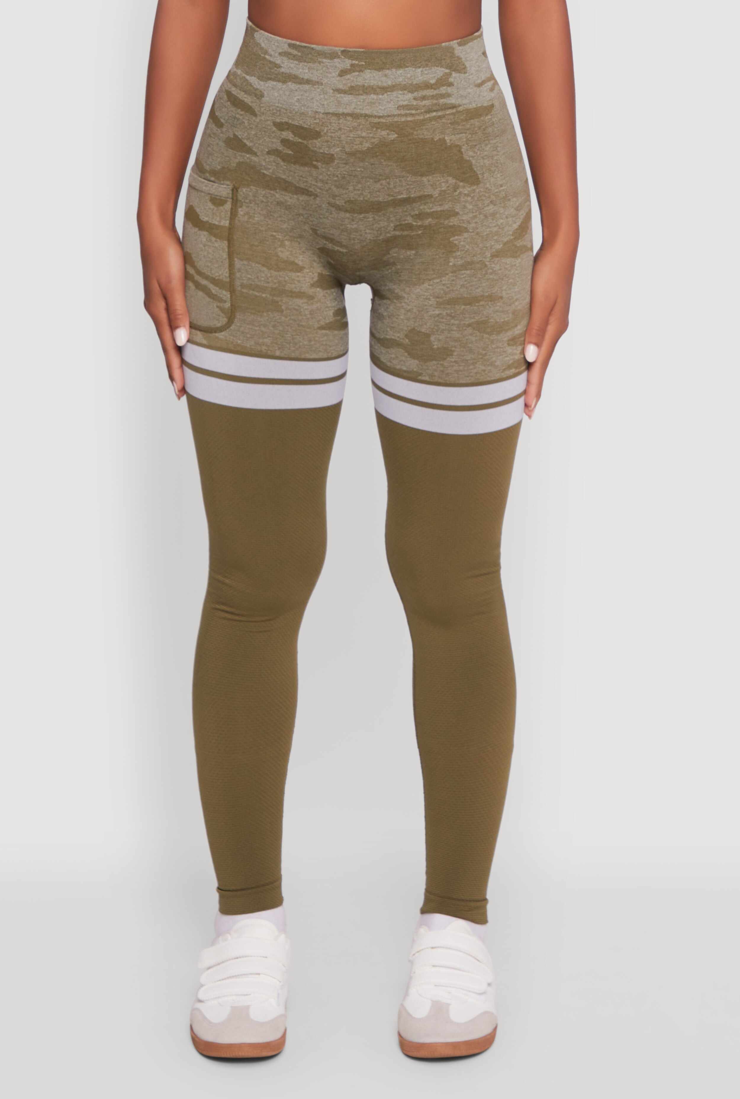 Seamless Camo Two Tone High Waisted Leggings