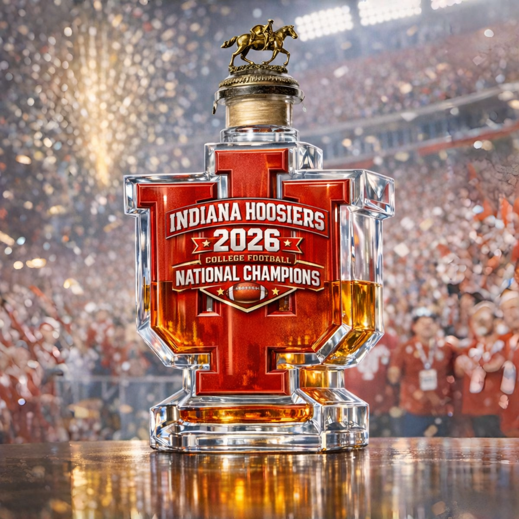 Indiana Hoosiers 2026 National Champions whiskey bottle