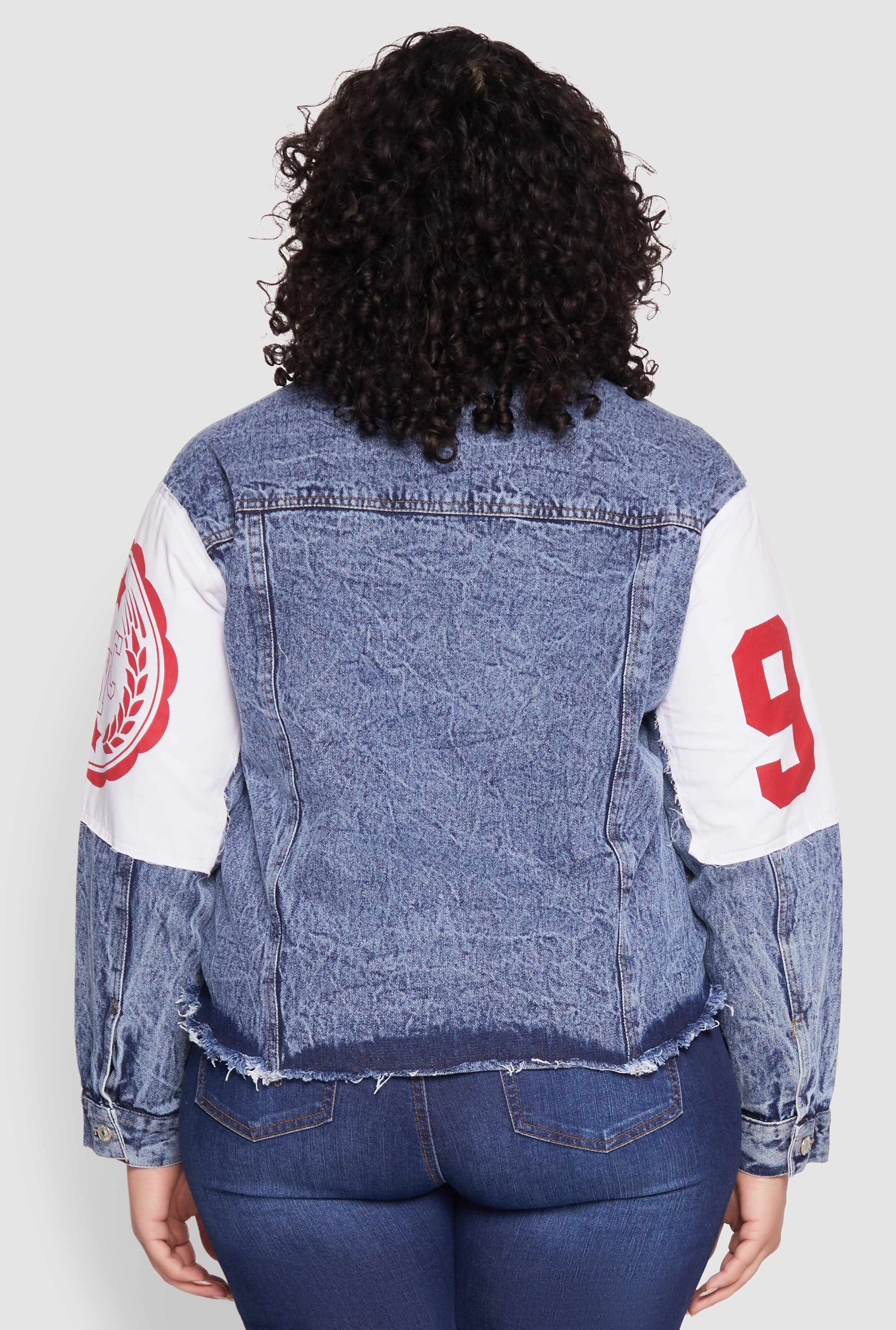Plus Size Graphic Print Denim Jacket