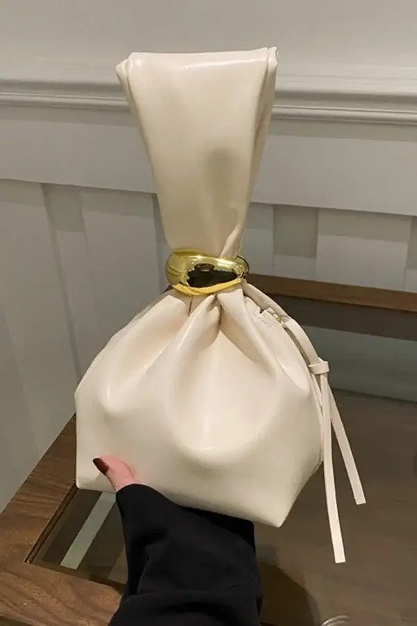 Retro Pleated Simple Bucket Bag