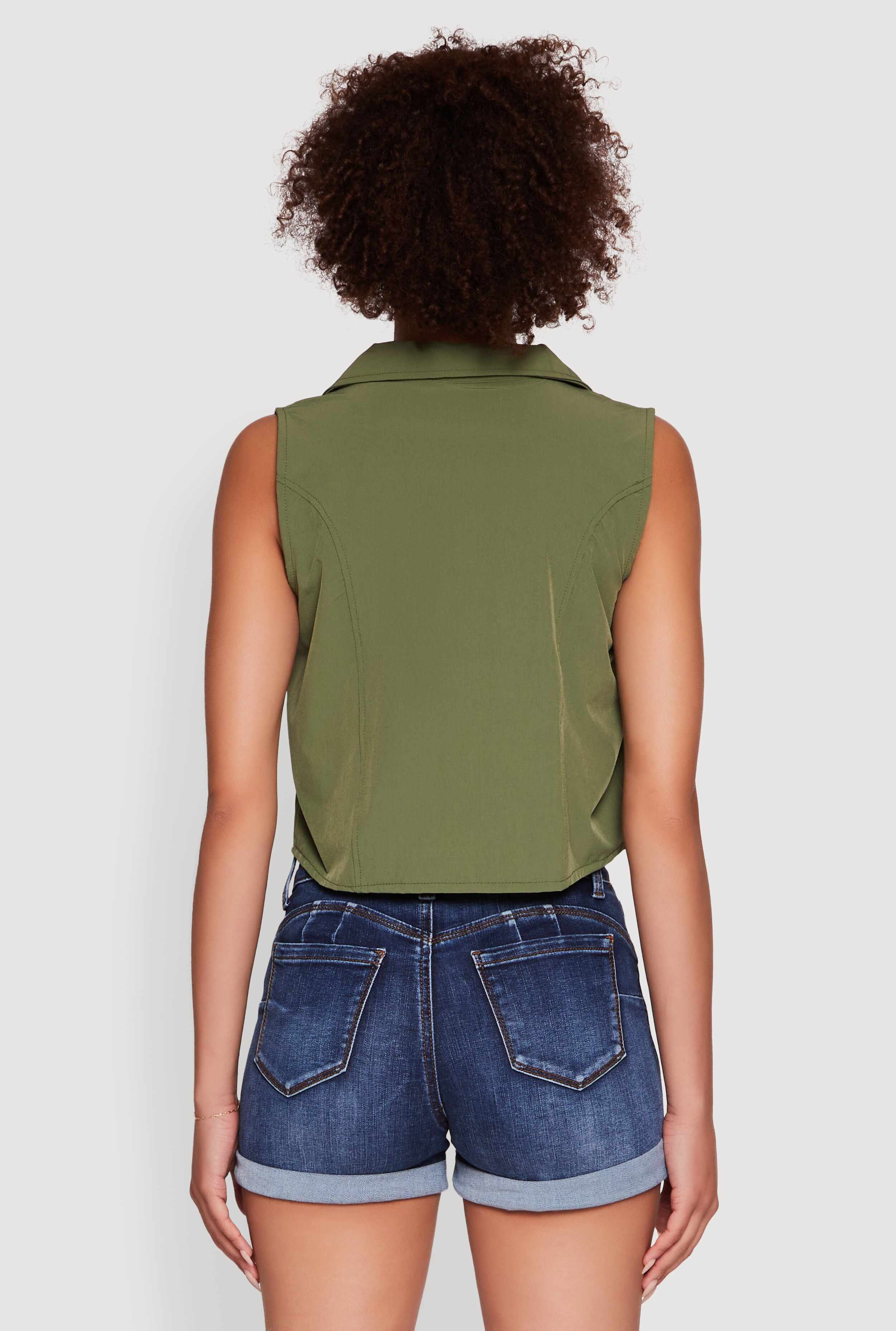 Trendy Button Front Cropped Blazer Vest