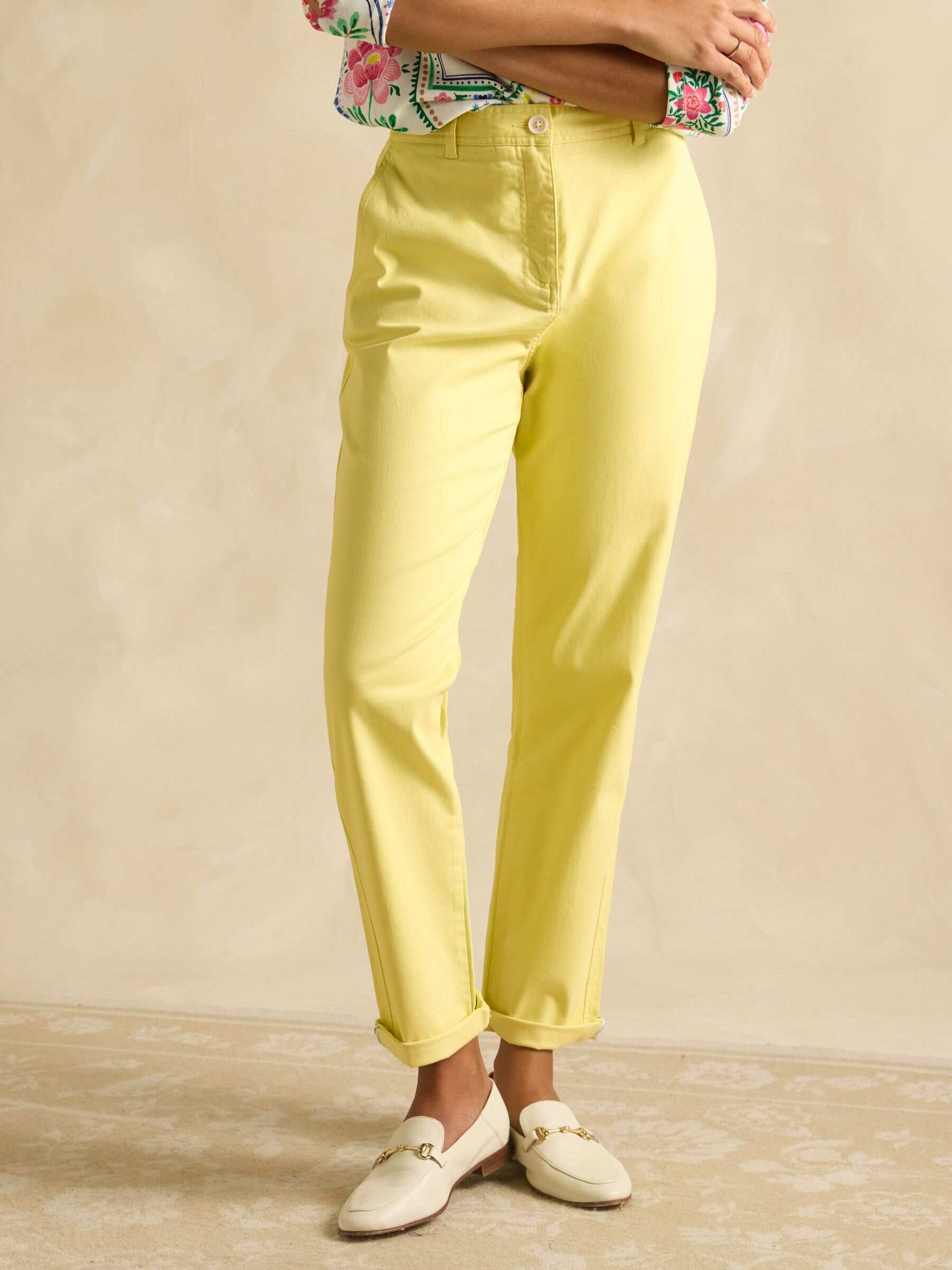 Slim Straight Yellow Chino Trousers