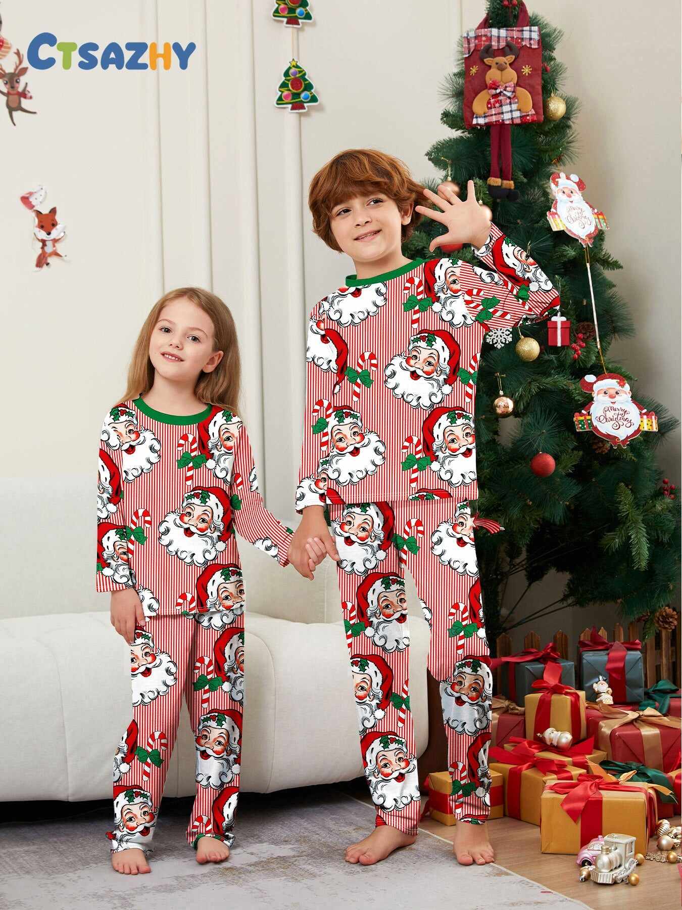 Family Christmas Pajamas Adult's Kid's Xmas Christmas Pattern Matching Set