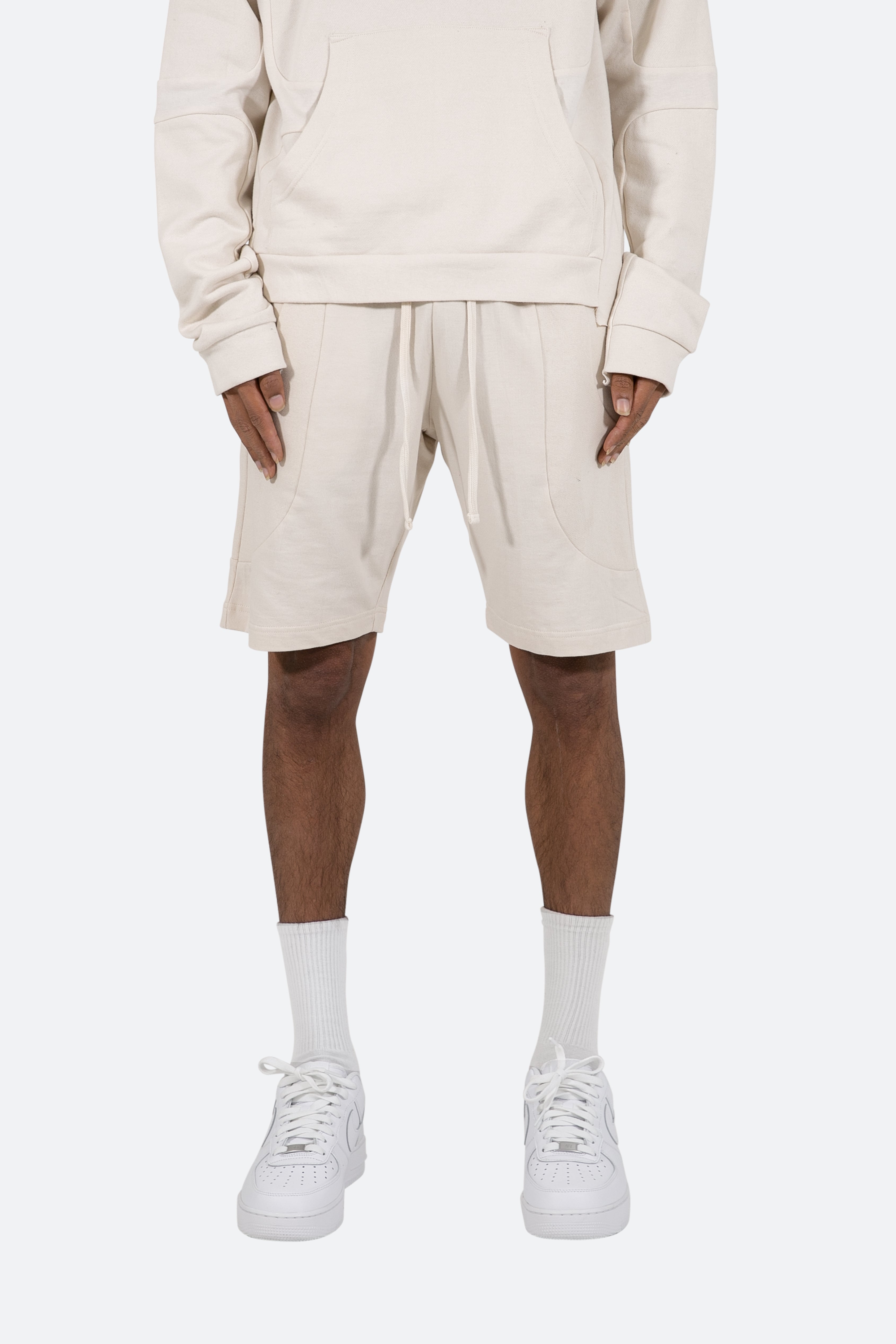 Geo Paneled Sweatshorts - Off White